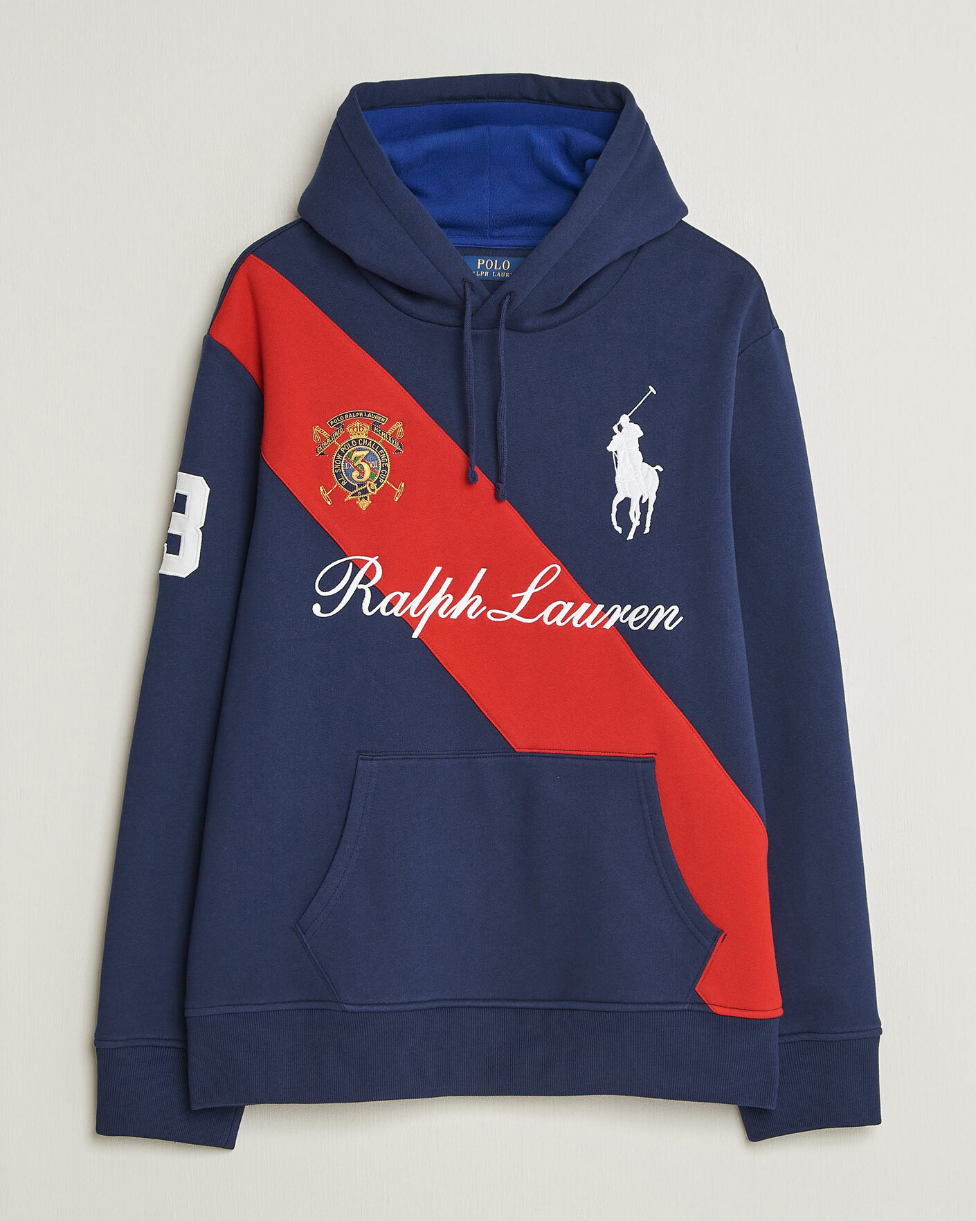 Mies | Puserot | Polo Ralph Lauren | Diagonal Stripe Big Pony Hoodie Newport Navy