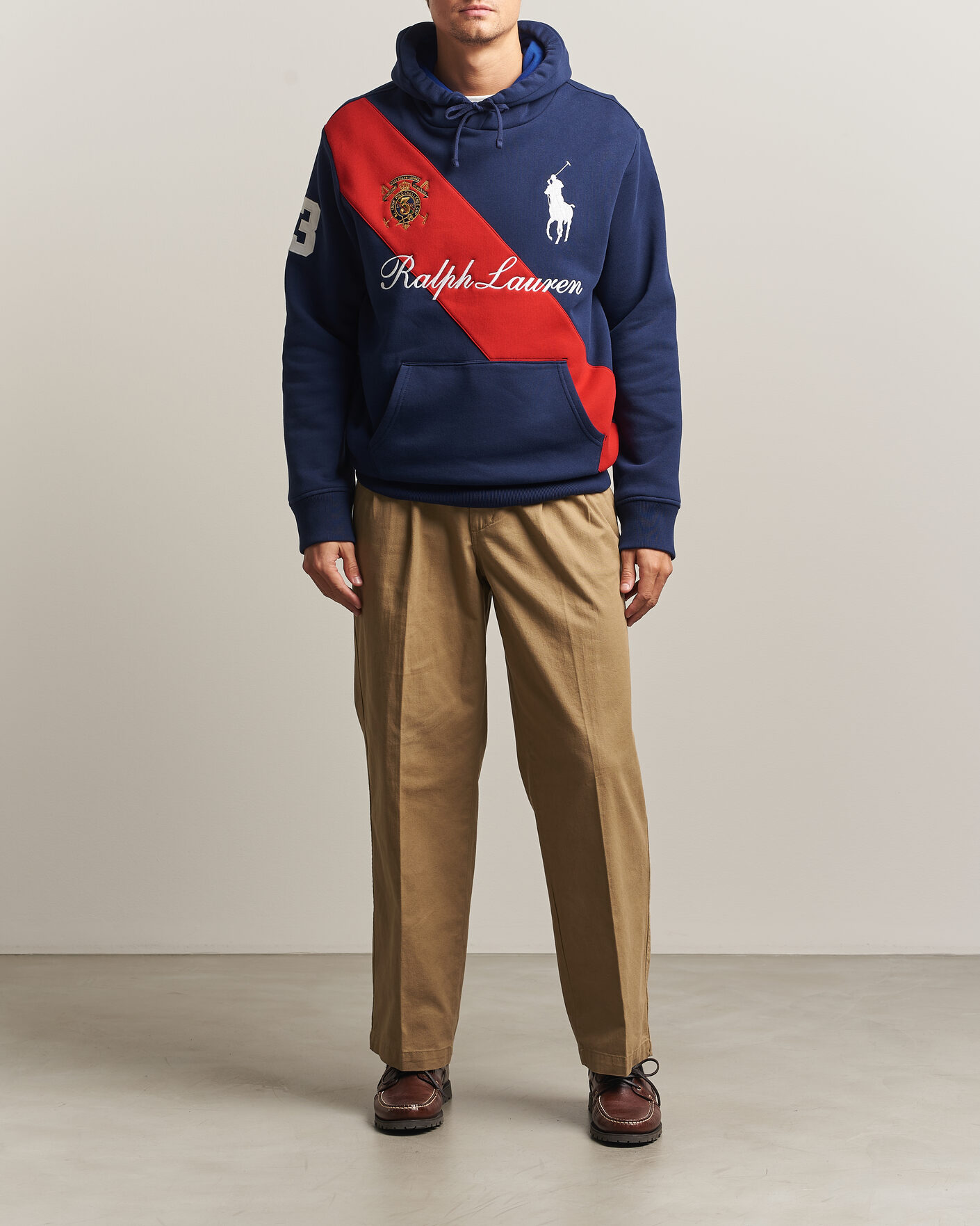 Mies | Puserot | Polo Ralph Lauren | Diagonal Stripe Big Pony Hoodie Newport Navy