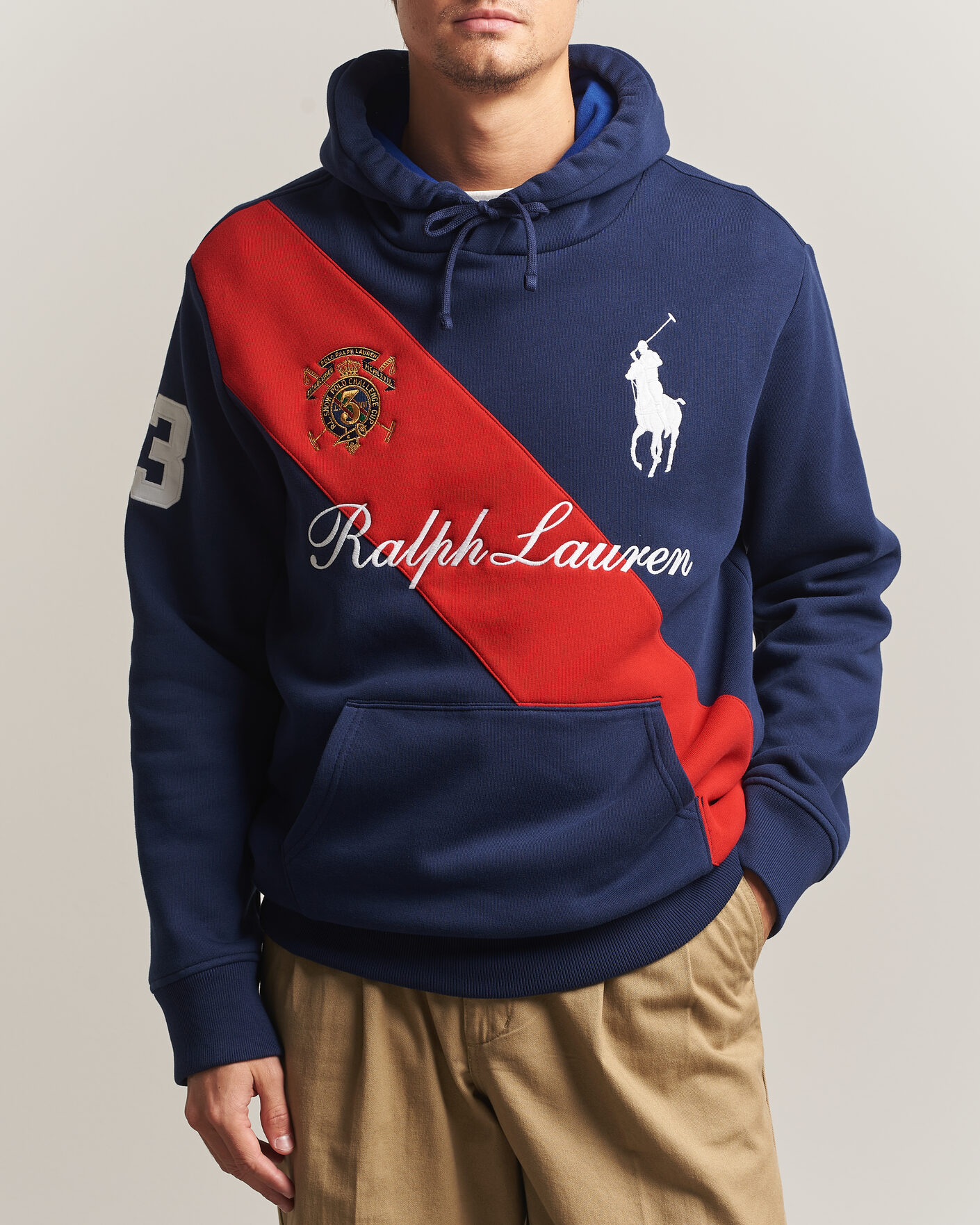 Mies | Puserot | Polo Ralph Lauren | Diagonal Stripe Big Pony Hoodie Newport Navy