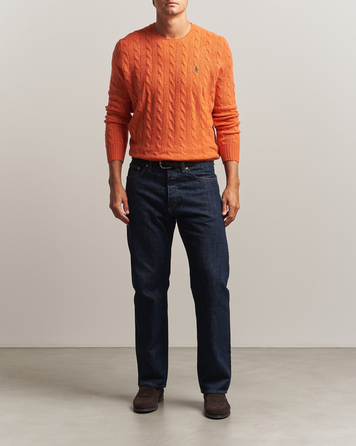 Mies | Puserot | Polo Ralph Lauren | Wool/Cashmere Cable Crew Neck Orange Jasper Heather