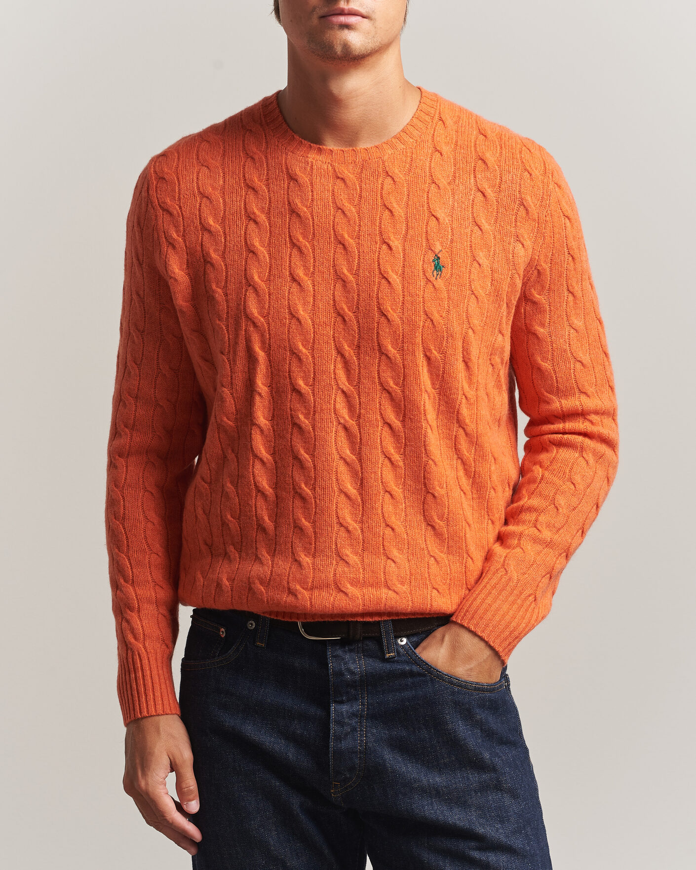Mies | Puserot | Polo Ralph Lauren | Wool/Cashmere Cable Crew Neck Orange Jasper Heather