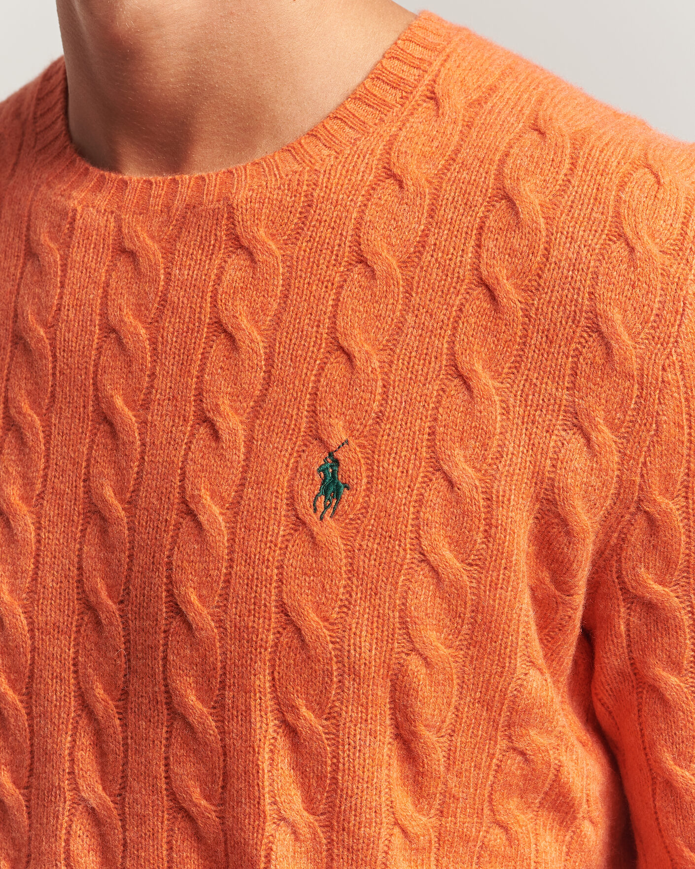 Mies | Puserot | Polo Ralph Lauren | Wool/Cashmere Cable Crew Neck Orange Jasper Heather