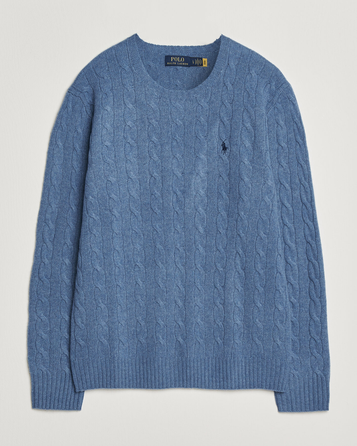 Mies | Puserot | Polo Ralph Lauren | Wool/Cashmere Cable Crew Neck Blue Borage Heather