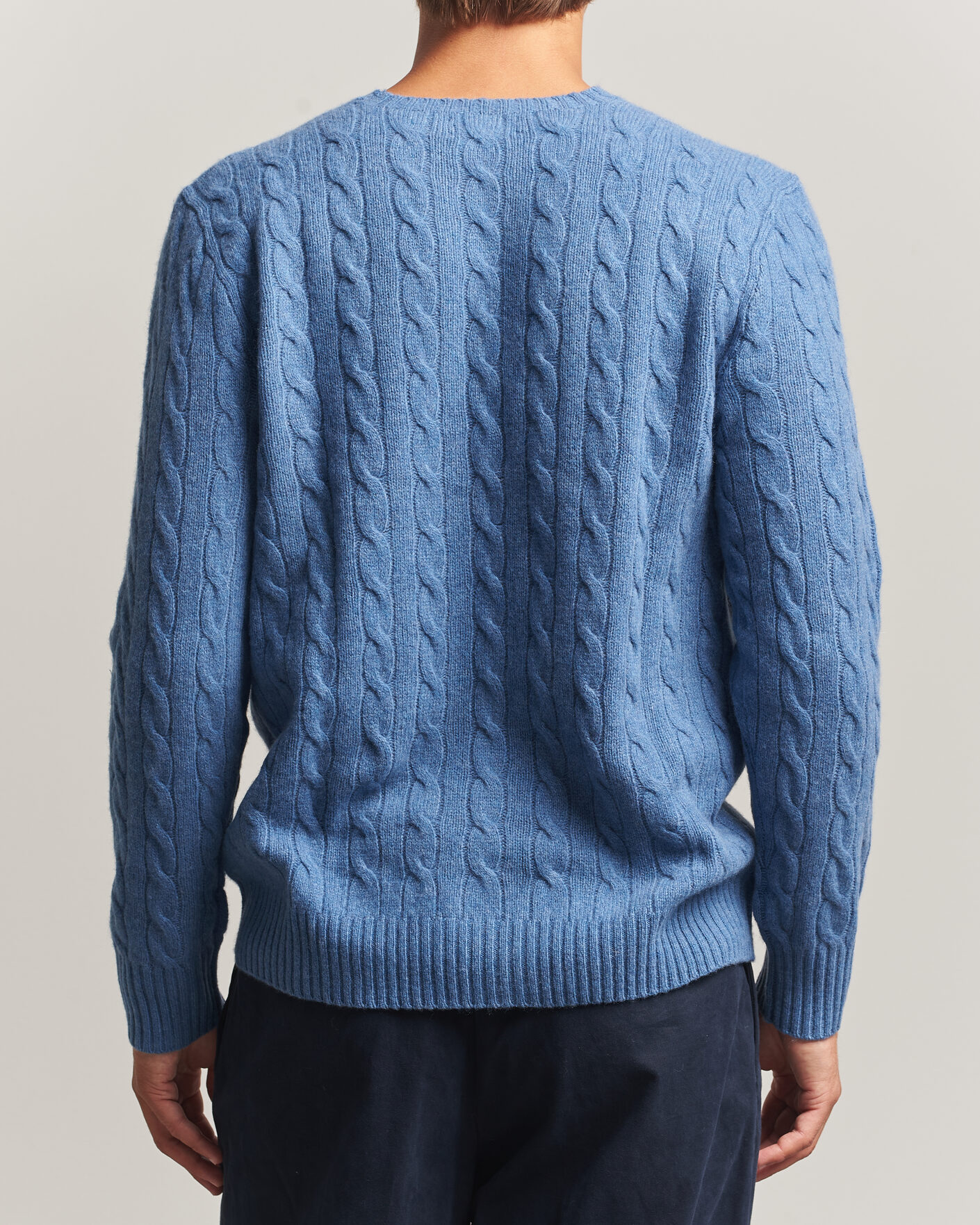 Mies | Puserot | Polo Ralph Lauren | Wool/Cashmere Cable Crew Neck Blue Borage Heather