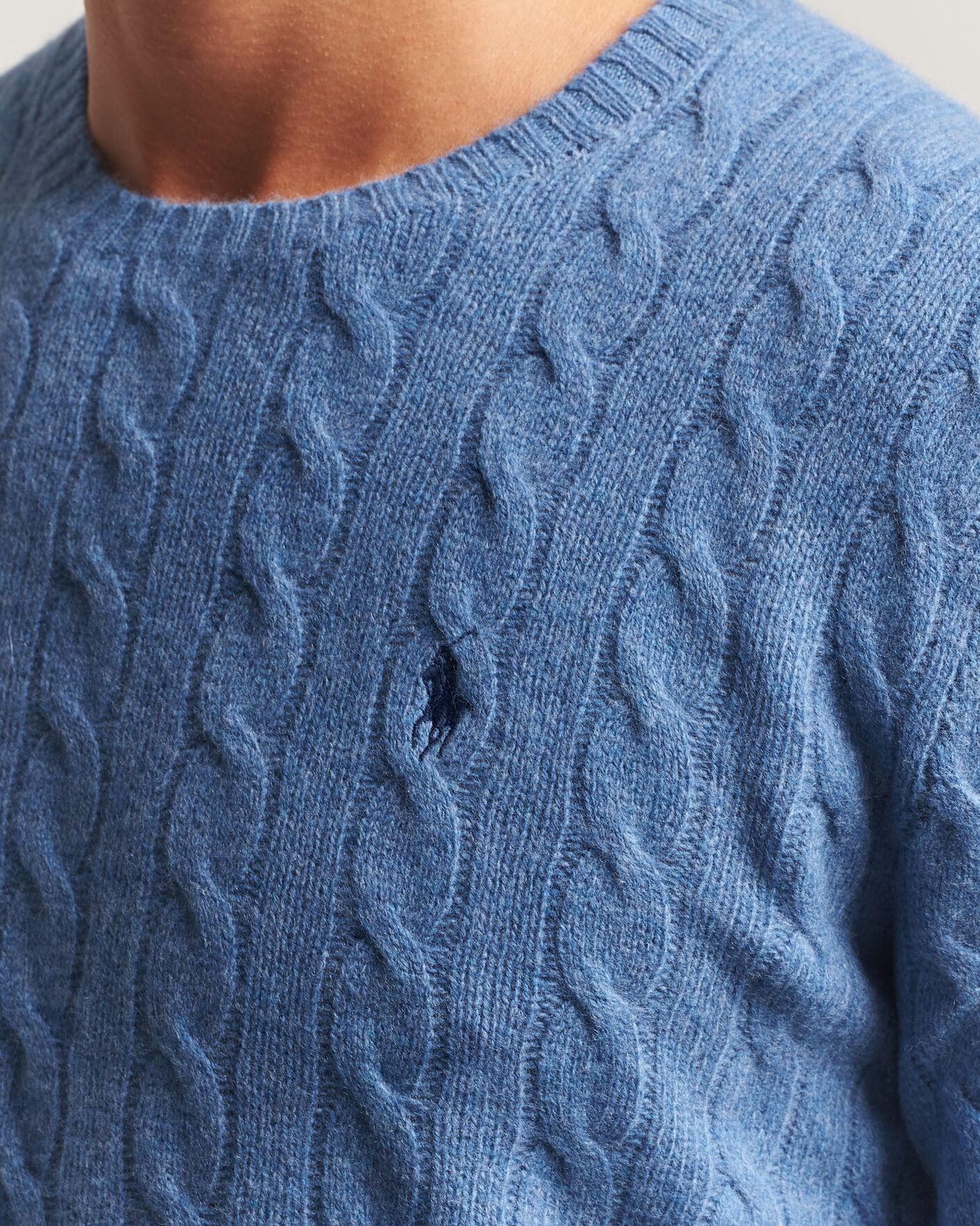 Mies | Puserot | Polo Ralph Lauren | Wool/Cashmere Cable Crew Neck Blue Borage Heather