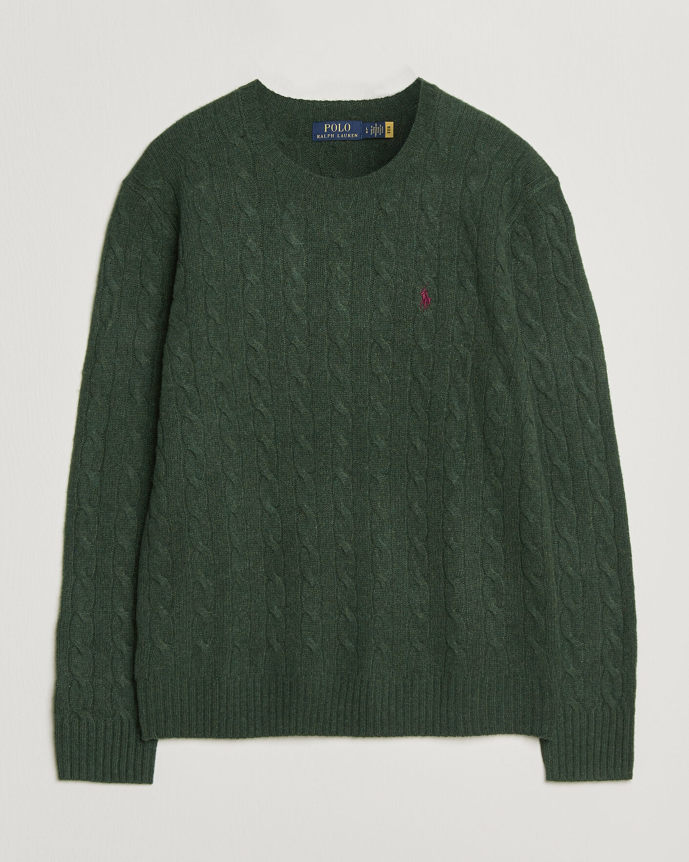 Mies | Puserot | Polo Ralph Lauren | Wool/Cashmere Cable Crew Neck Lodgepole Pine Heather