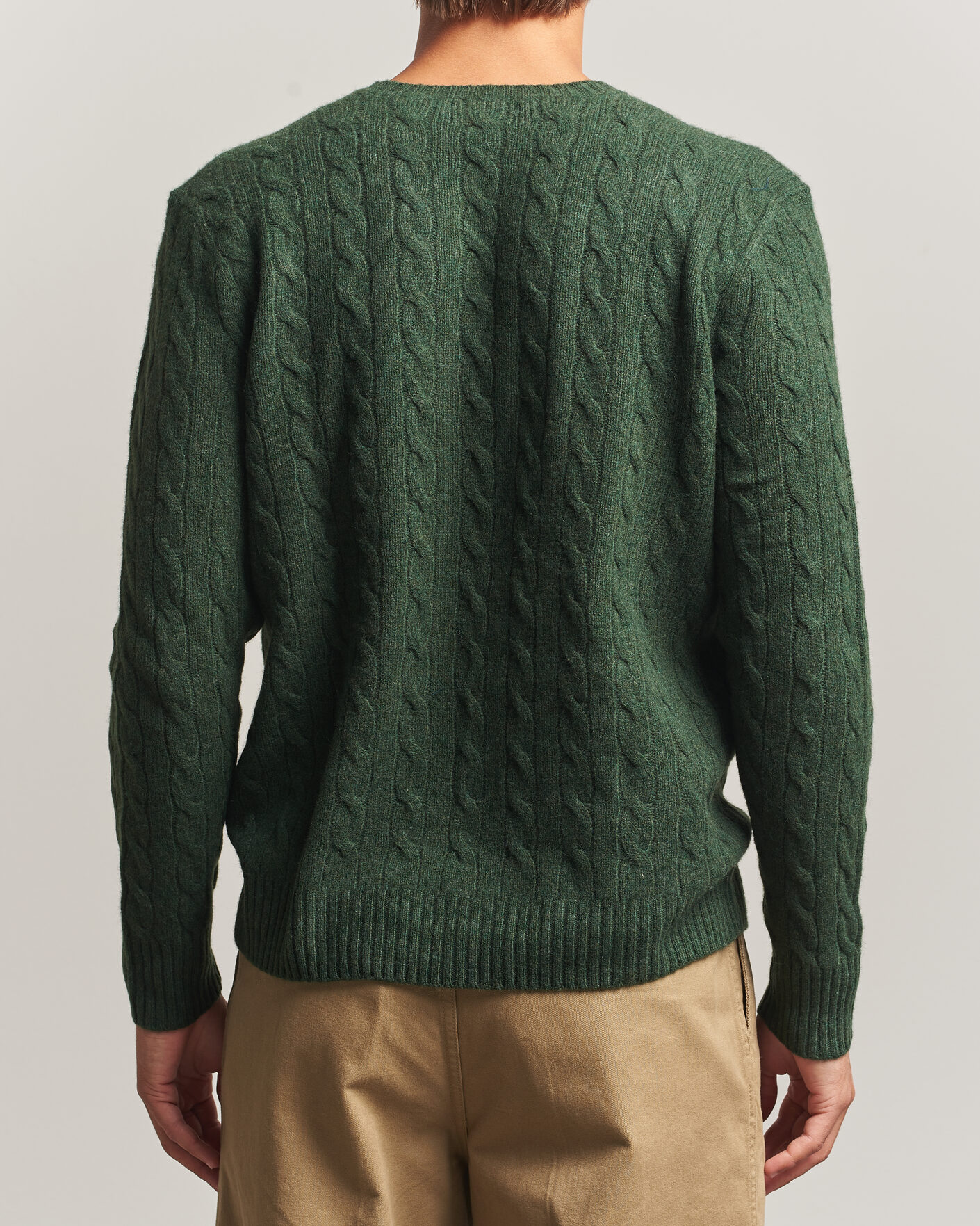 Mies | Puserot | Polo Ralph Lauren | Wool/Cashmere Cable Crew Neck Lodgepole Pine Heather