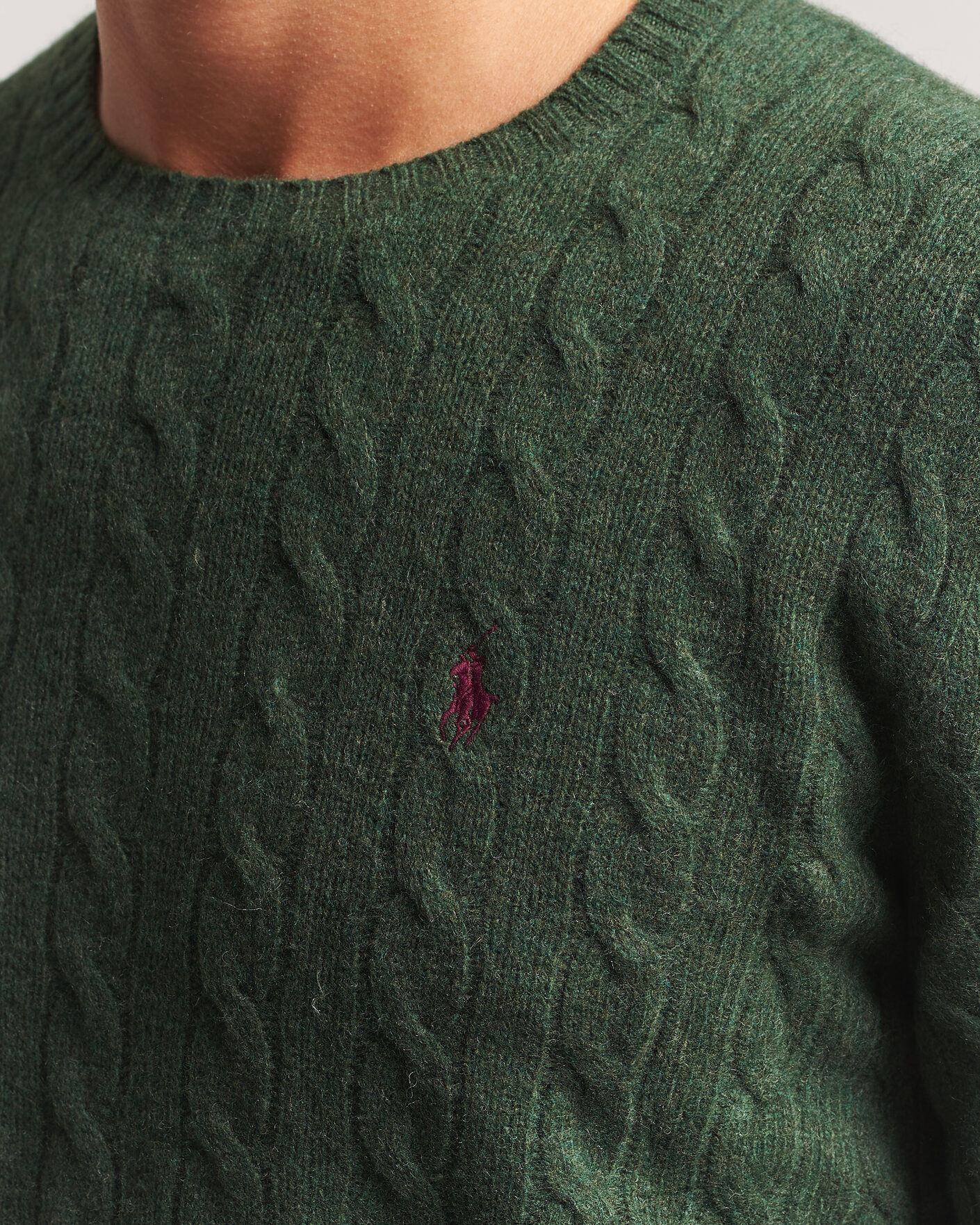 Mies | Puserot | Polo Ralph Lauren | Wool/Cashmere Cable Crew Neck Lodgepole Pine Heather