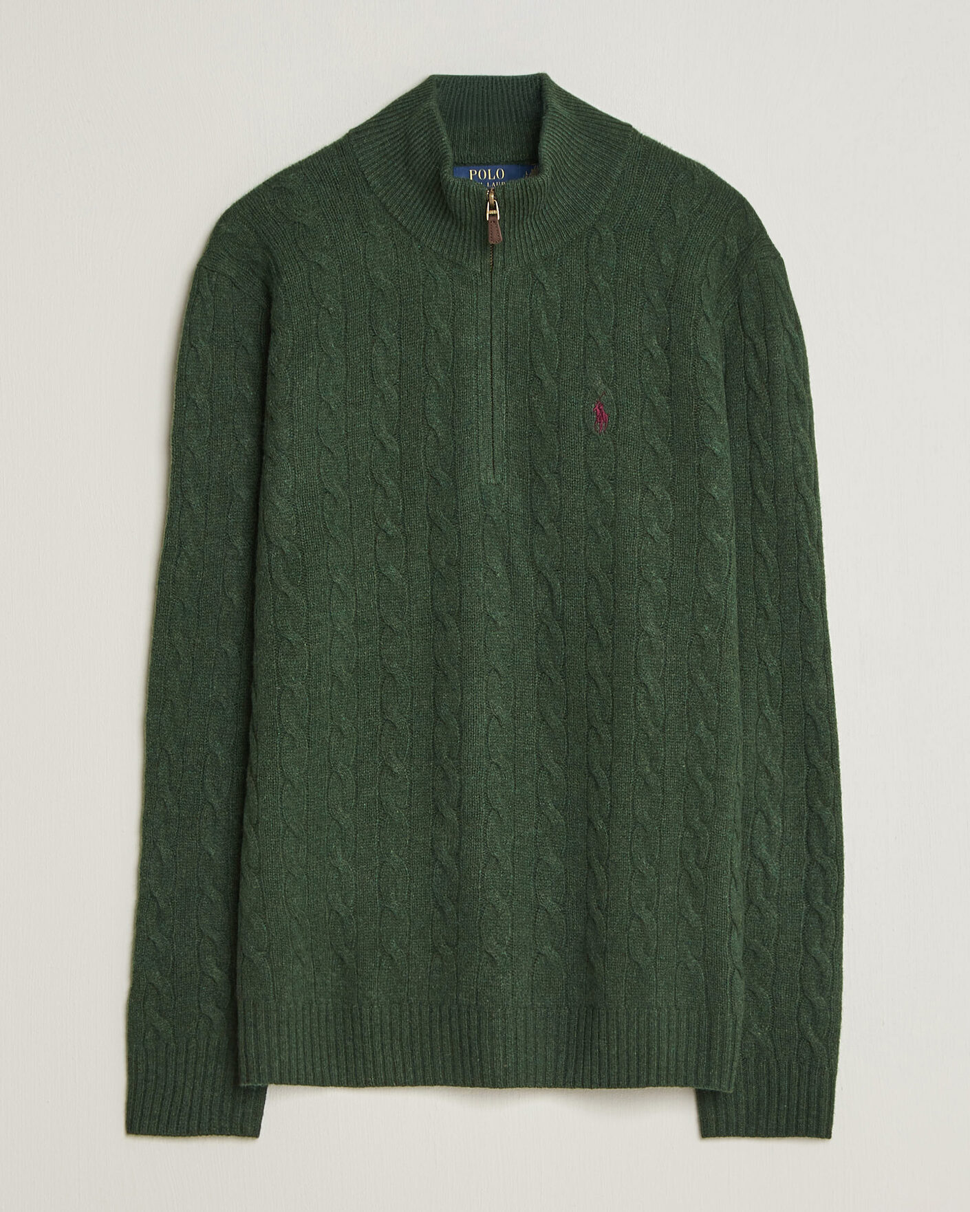 Mies | Puserot | Polo Ralph Lauren | Wool/Cashmere Cable Half Zip Lodgepole Pine Heather