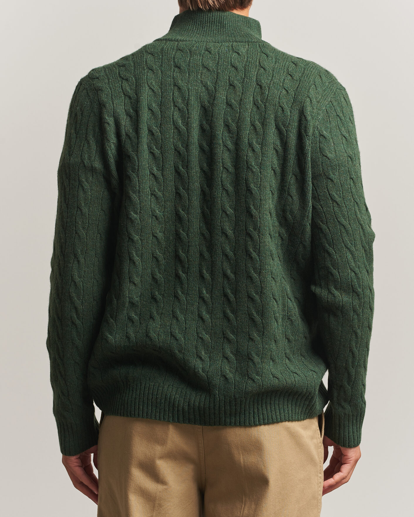 Mies | Puserot | Polo Ralph Lauren | Wool/Cashmere Cable Half Zip Lodgepole Pine Heather