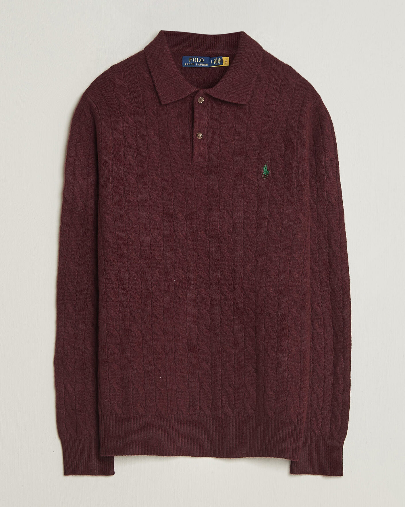 Mies | Puserot | Polo Ralph Lauren | Wool/Cashmere Cable Knit Polo Aged Wine Heather
