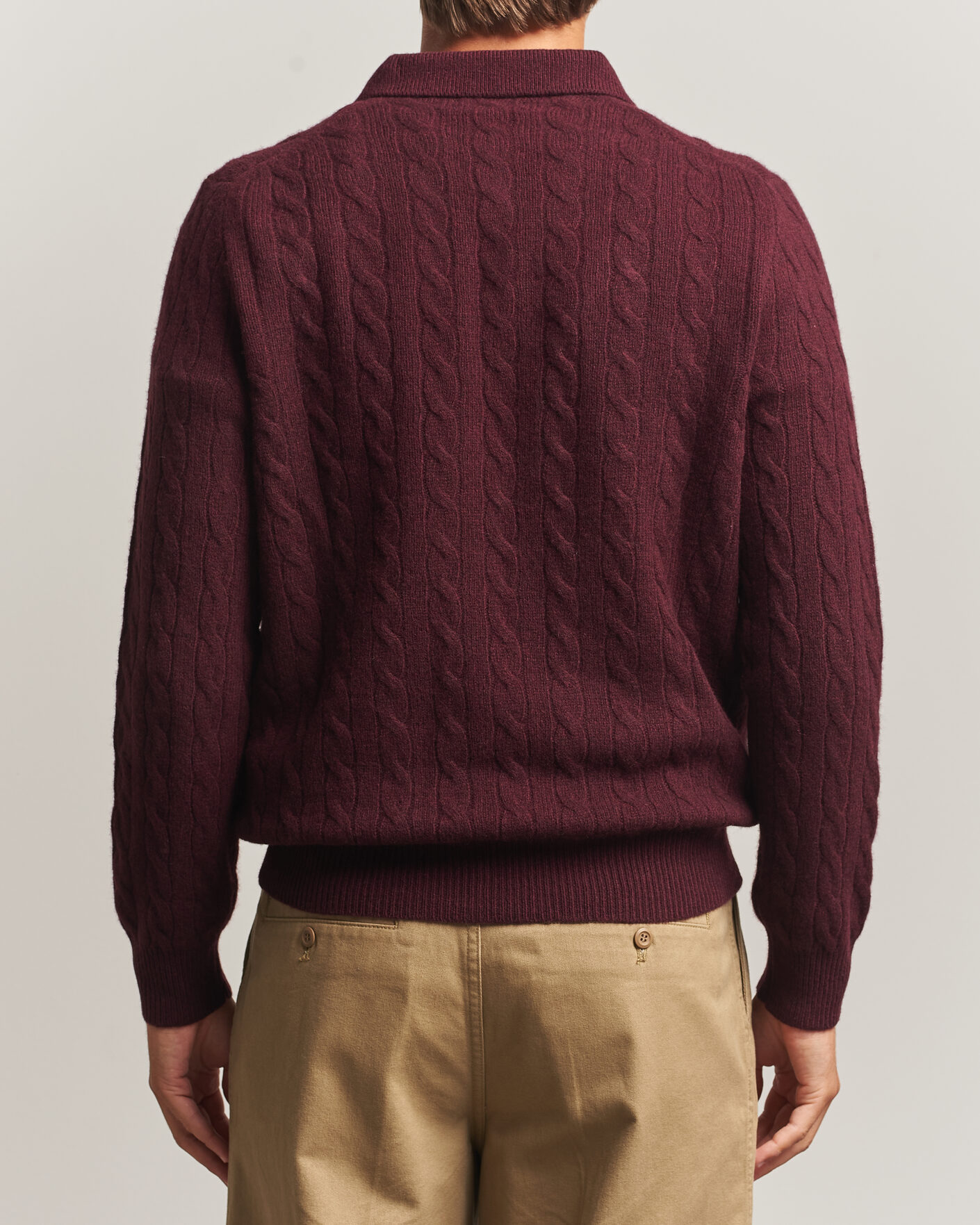 Mies | Puserot | Polo Ralph Lauren | Wool/Cashmere Cable Knit Polo Aged Wine Heather
