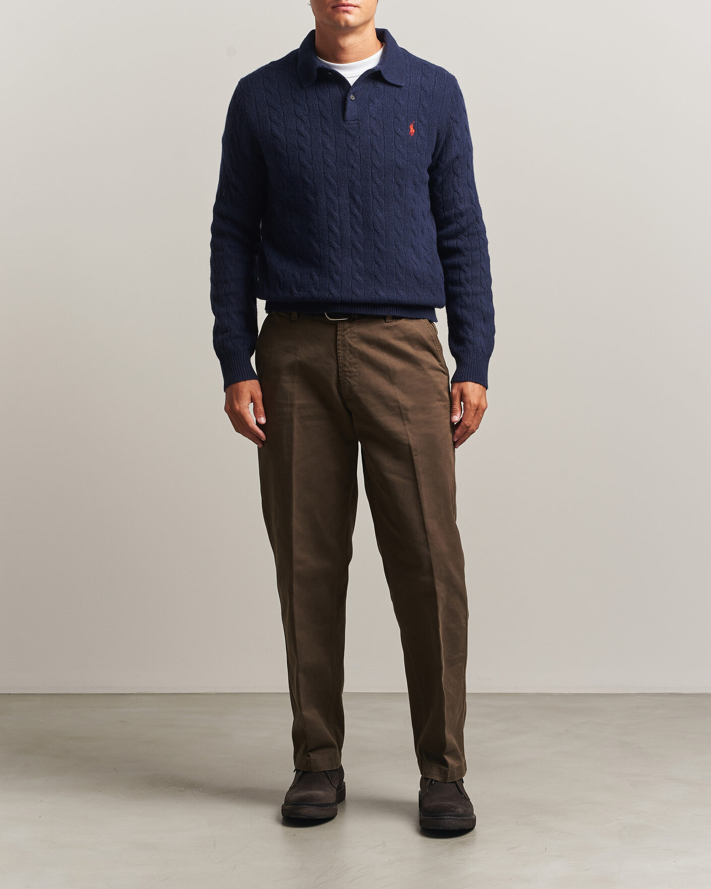 Mies | Puserot | Polo Ralph Lauren | Wool/Cashmere Cable Knit Polo Hunter Navy