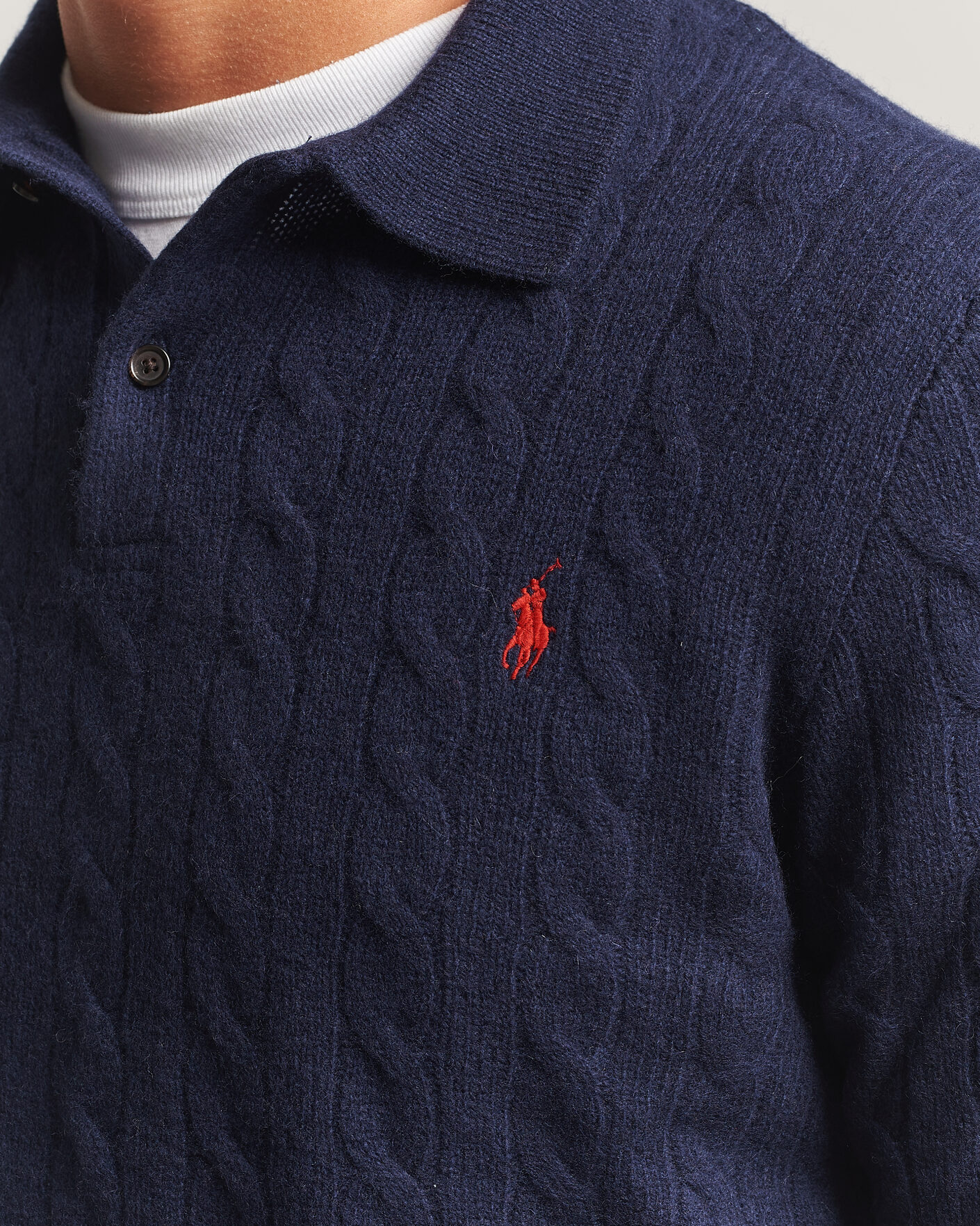 Mies | Puserot | Polo Ralph Lauren | Wool/Cashmere Cable Knit Polo Hunter Navy
