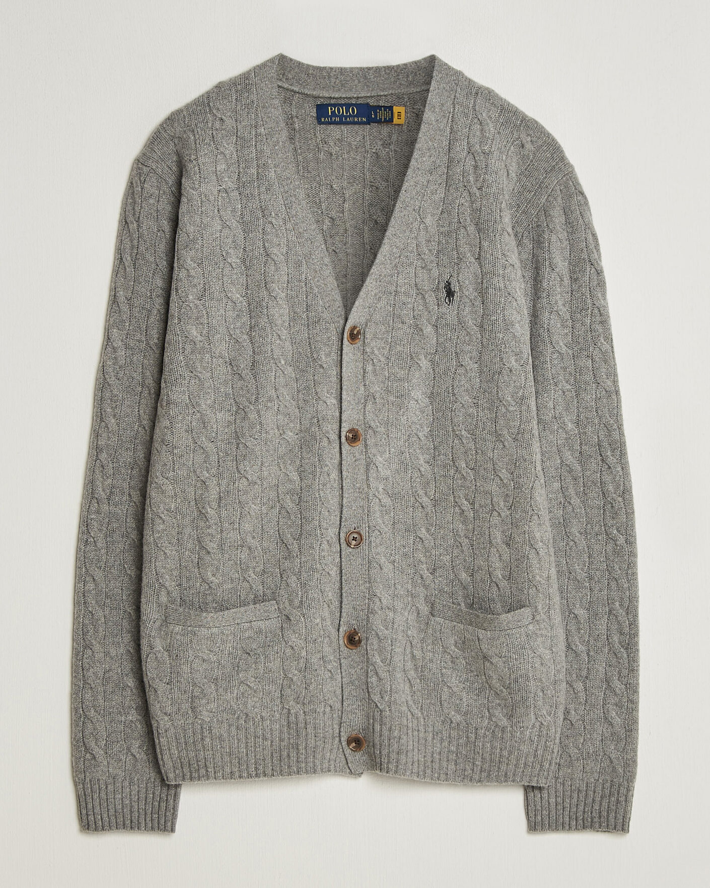 Mies | Puserot | Polo Ralph Lauren | Wool/Cashmere Cable Cardigan Fawn Grey Heather