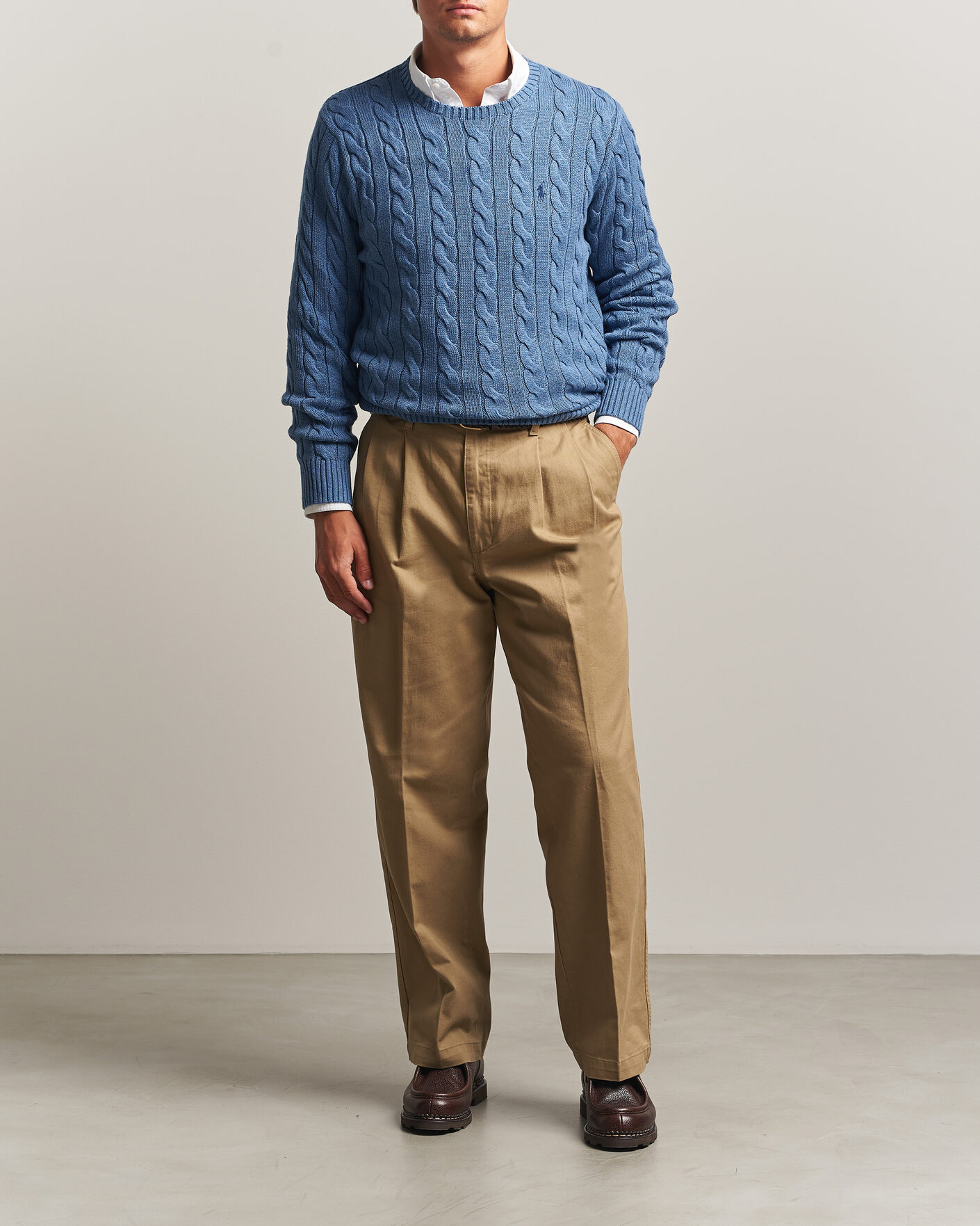Mies | Puserot | Polo Ralph Lauren | Cotton Cable Pullover Blue Borage Heather