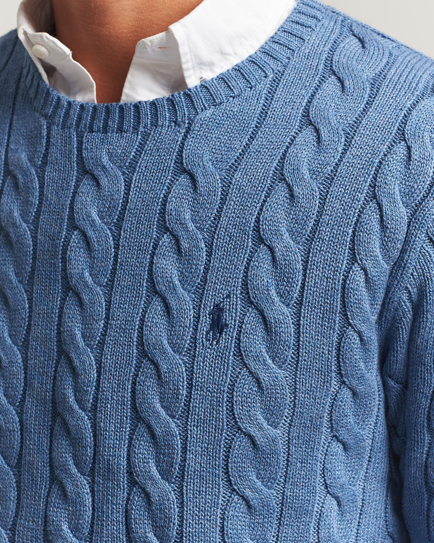 Mies | Puserot | Polo Ralph Lauren | Cotton Cable Pullover Blue Borage Heather