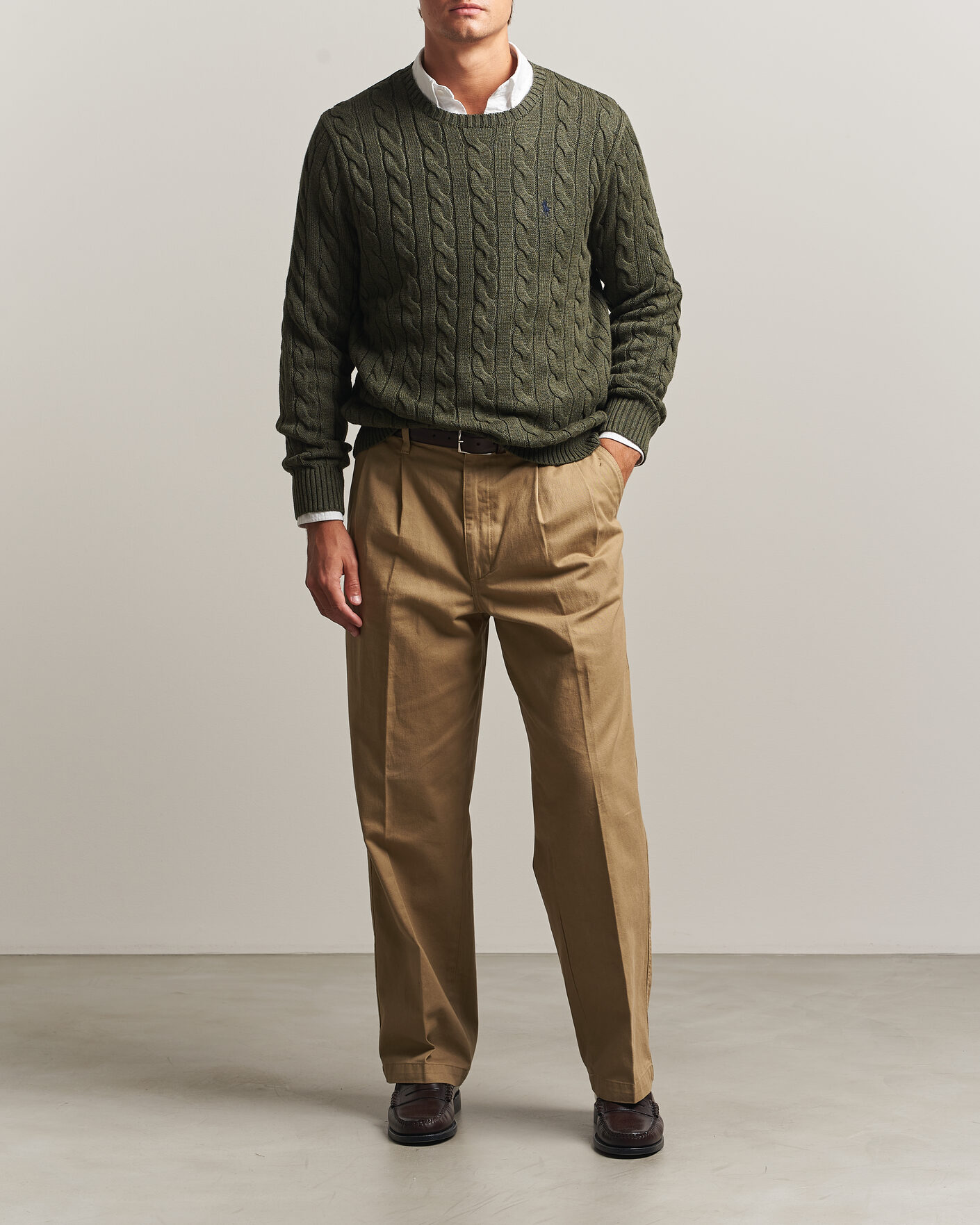 Mies | Puserot | Polo Ralph Lauren | Cotton Cable Pullover Olive Shrub Heather
