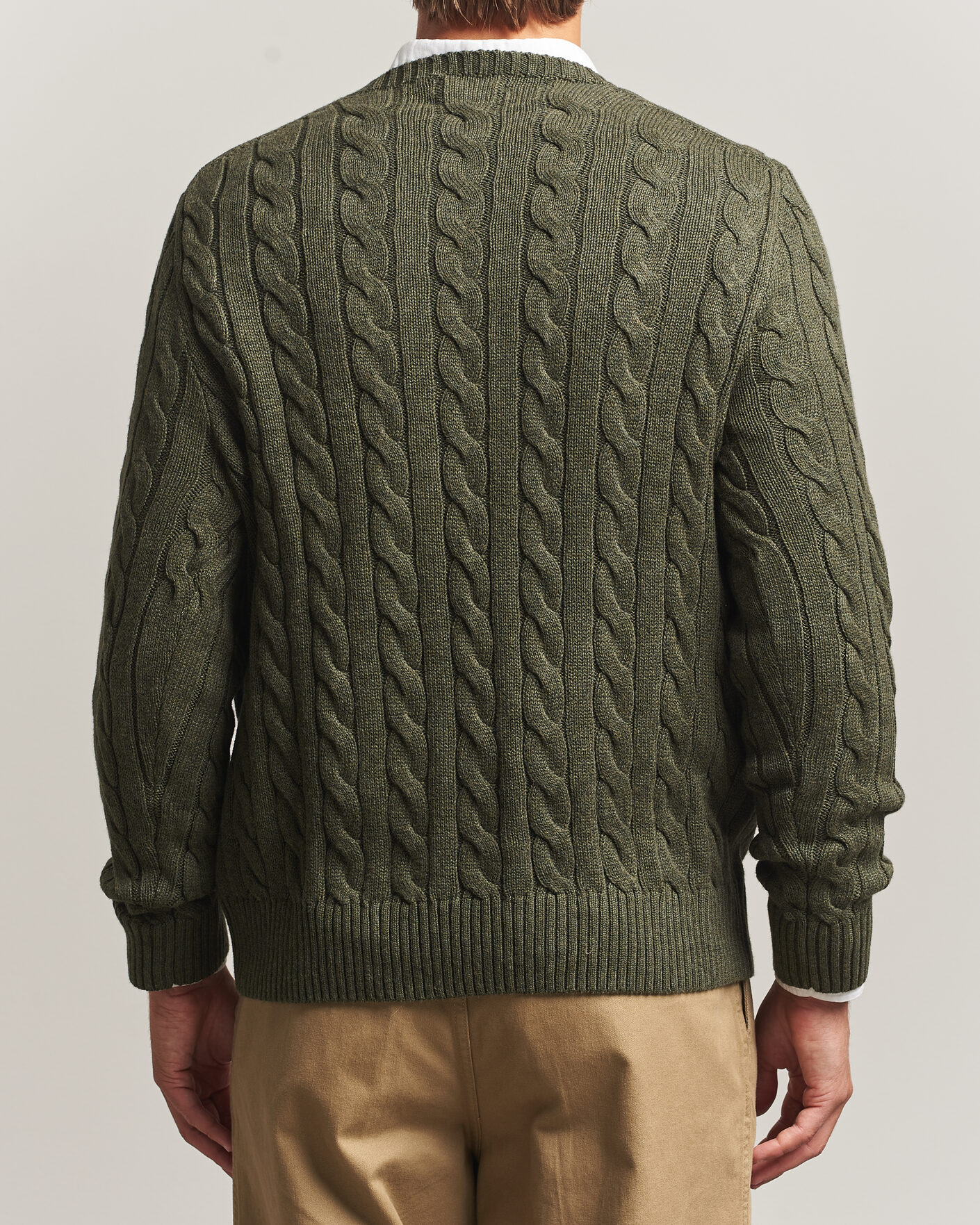 Mies | Puserot | Polo Ralph Lauren | Cotton Cable Pullover Olive Shrub Heather