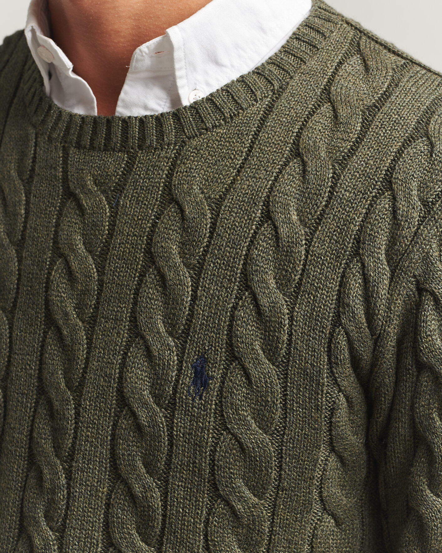 Mies | Puserot | Polo Ralph Lauren | Cotton Cable Pullover Olive Shrub Heather