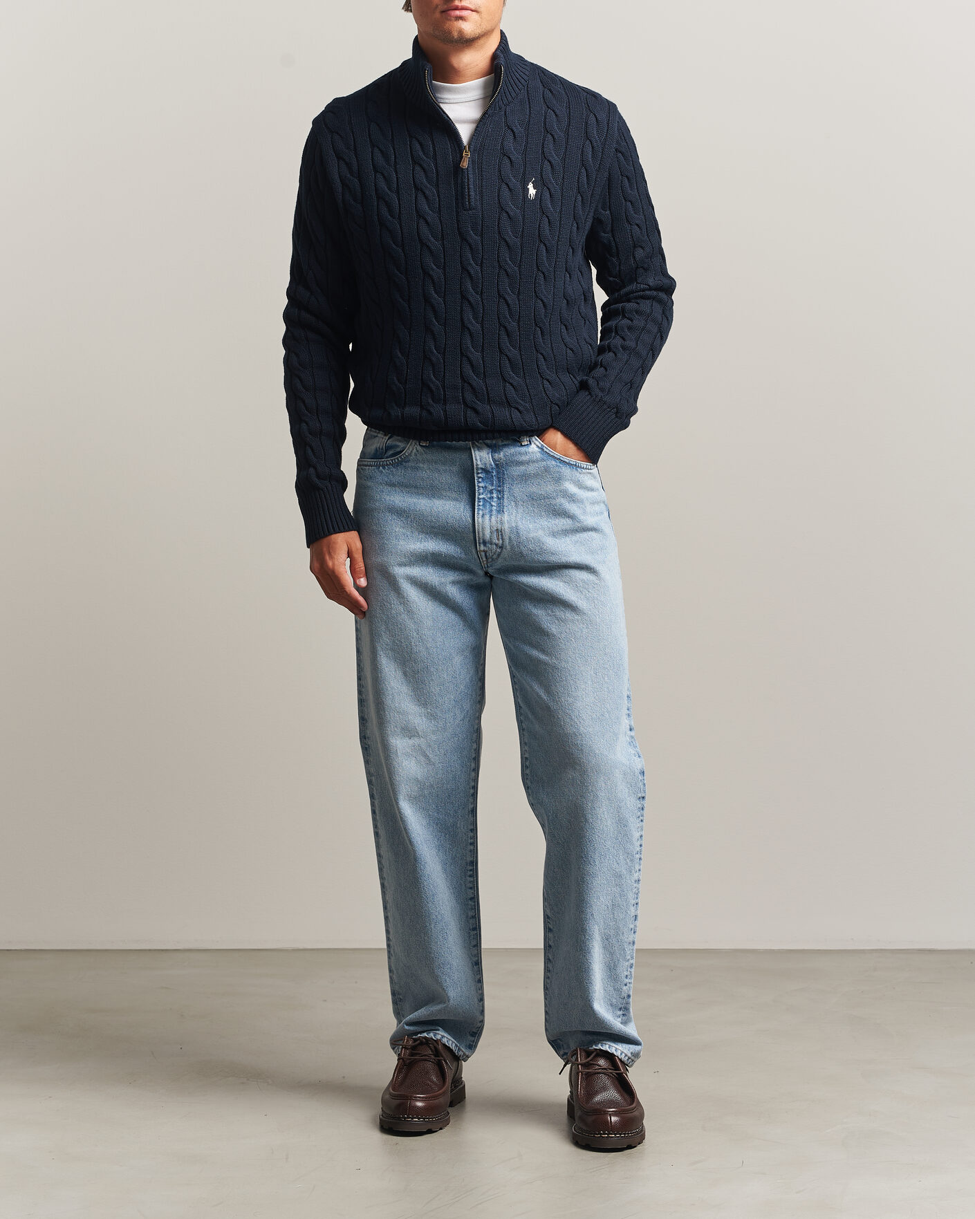 Mies | Puserot | Polo Ralph Lauren | Cotton Cable Half Zip Hunter Navy