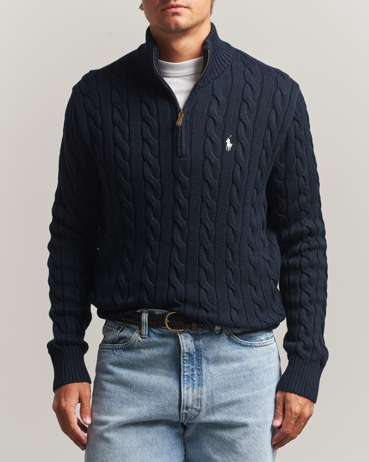 Mies | Puserot | Polo Ralph Lauren | Cotton Cable Half Zip Hunter Navy