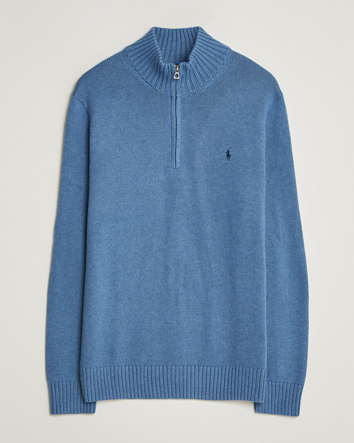 Mies | Puserot | Polo Ralph Lauren | Cotton Pullover Half Zip Blue Borage Heather
