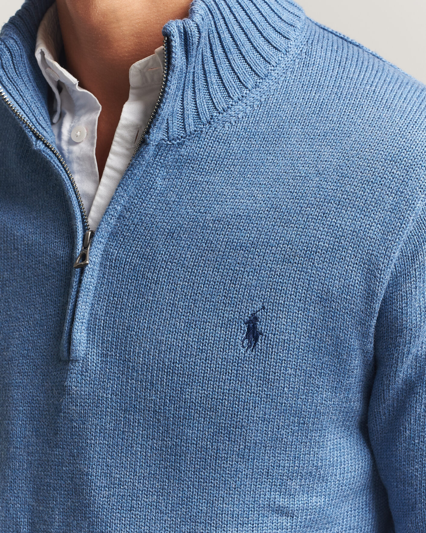 Mies | Puserot | Polo Ralph Lauren | Cotton Pullover Half Zip Blue Borage Heather