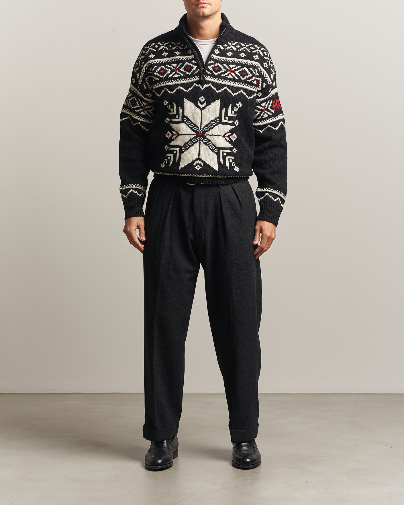 Mies | Puserot | Polo Ralph Lauren | Wool Cotton Blend Sweater Black Combo