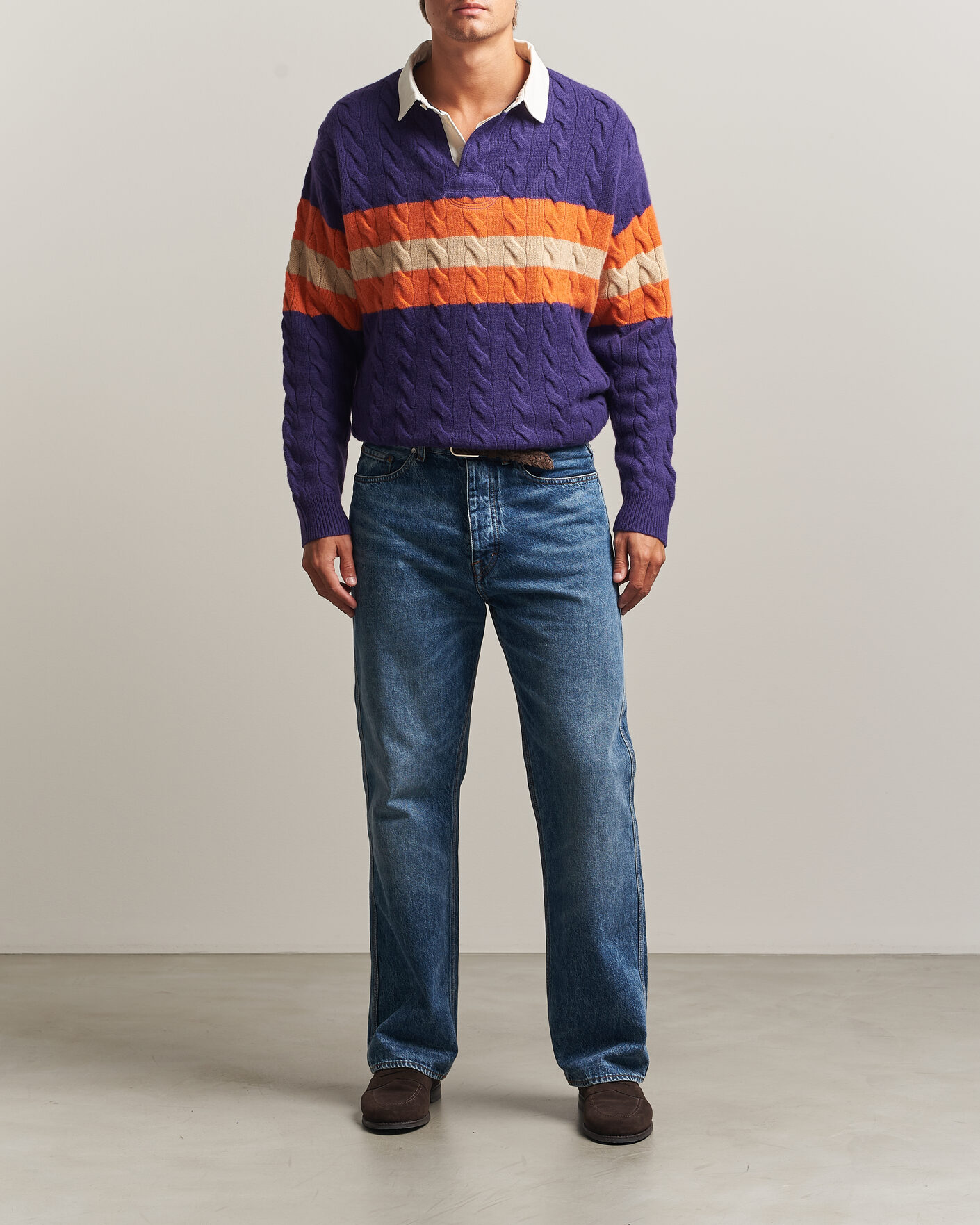 Mies | Puserot | Polo Ralph Lauren | Wool Blend Cable Knitted Polo Purple Combo