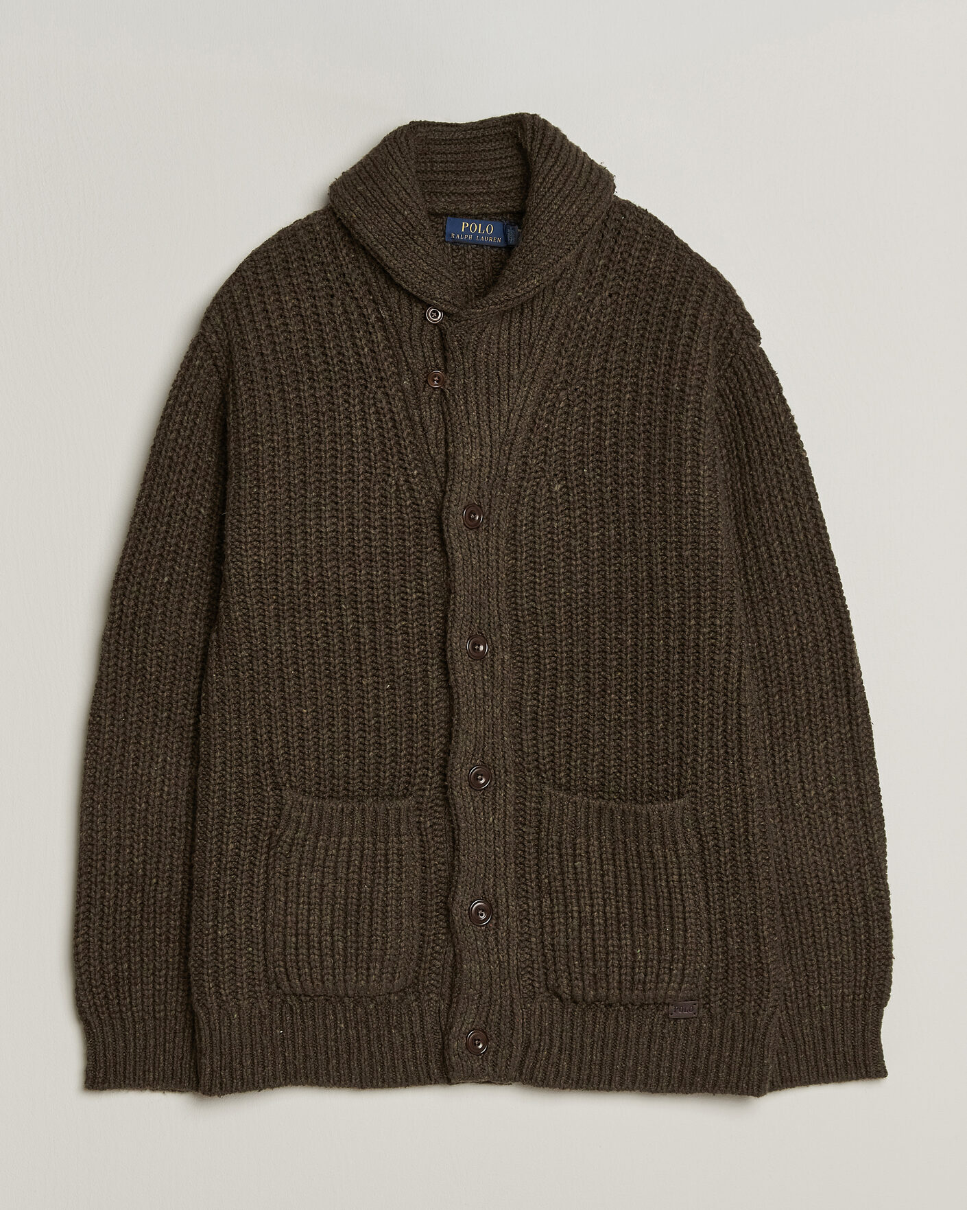 Mies | Puserot | Polo Ralph Lauren | Wool Blend Shawl Collar Cardigan Olive Brown Marl