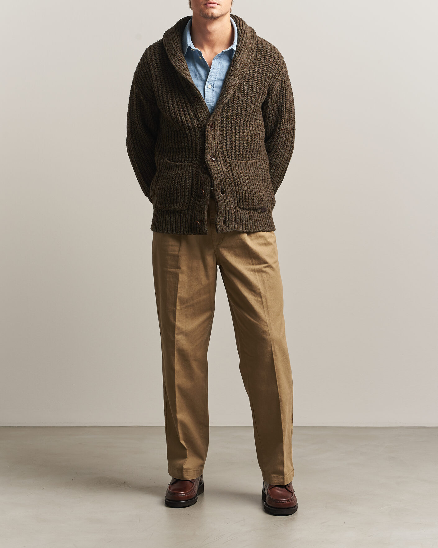 Mies | Puserot | Polo Ralph Lauren | Wool Blend Shawl Collar Cardigan Olive Brown Marl