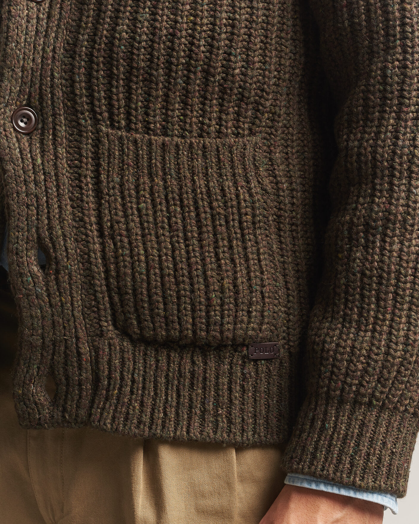 Mies | Puserot | Polo Ralph Lauren | Wool Blend Shawl Collar Cardigan Olive Brown Marl