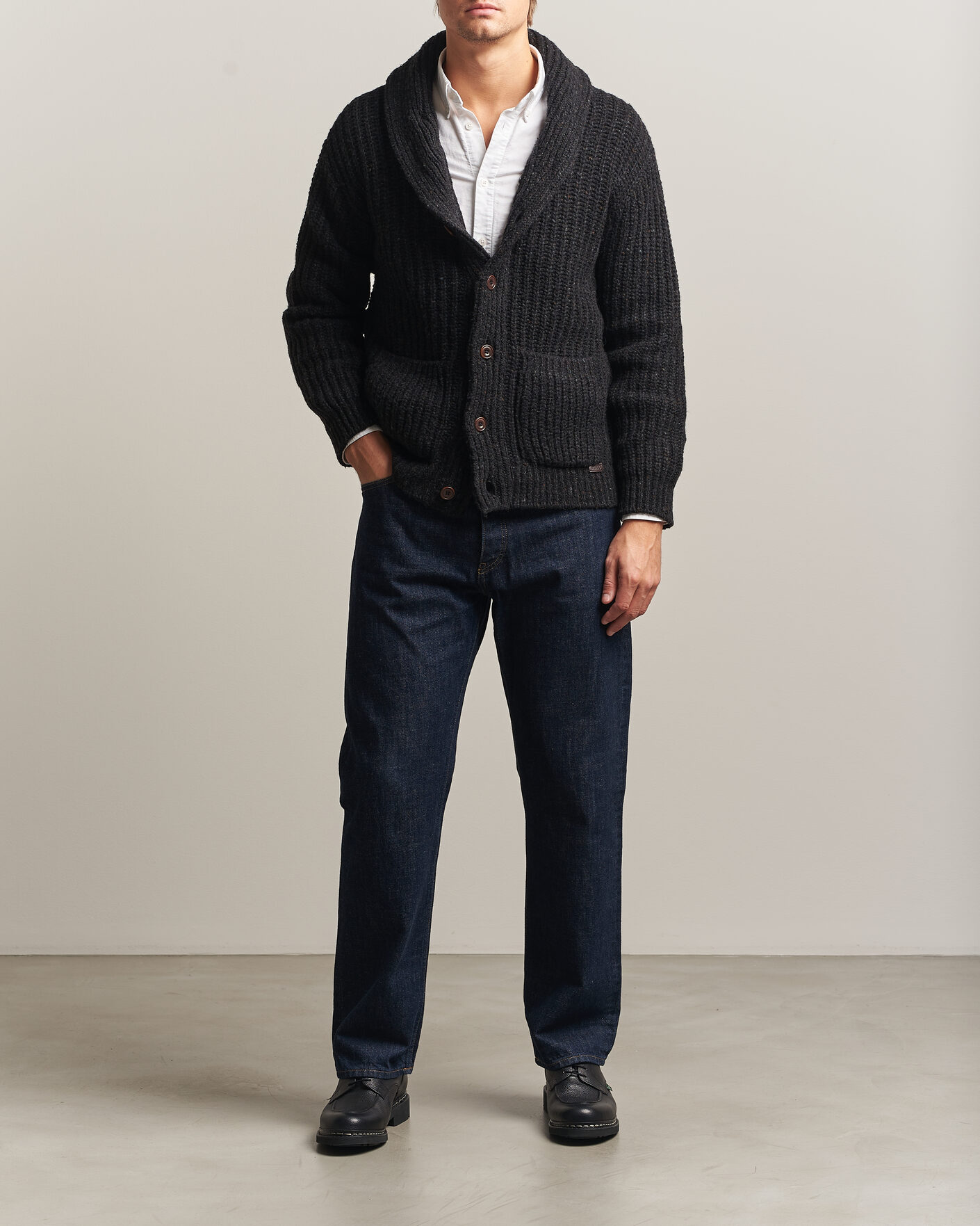 Mies | Puserot | Polo Ralph Lauren | Wool Blend Shawl Collar Cardigan Black Marl