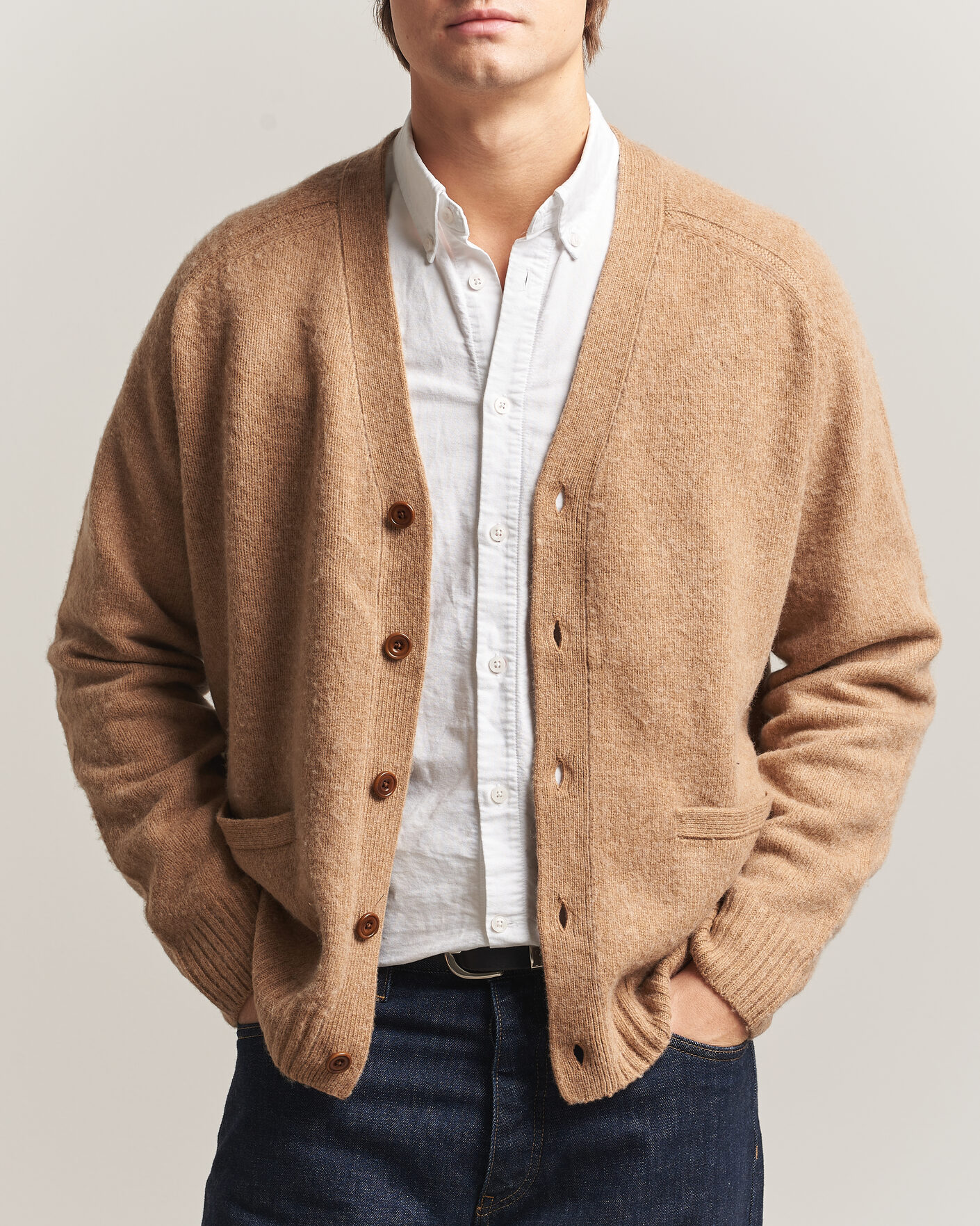 Mies | Puserot | Polo Ralph Lauren | Wool/Cashmere Patch Cardigan Crouton Tan Heather