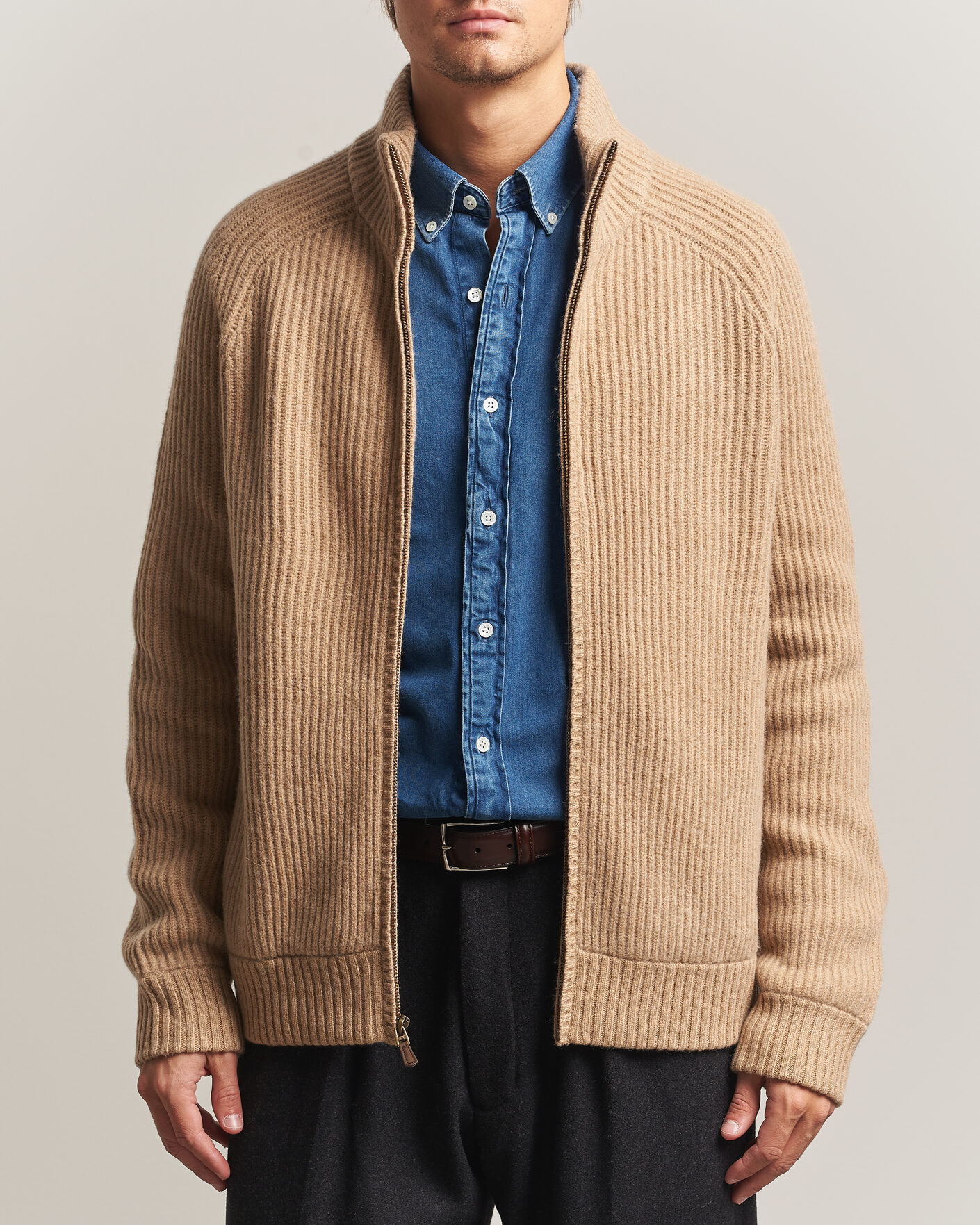Mies | Puserot | Polo Ralph Lauren | Wool/Cashmere Full-Zip Camel Melange