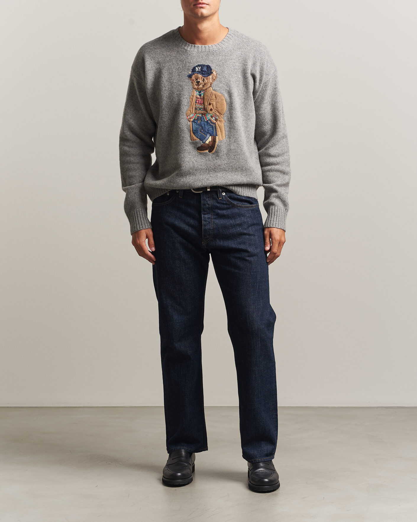 Mies | Puserot | Polo Ralph Lauren | Wool Blend Bear Sweater Grey Combo