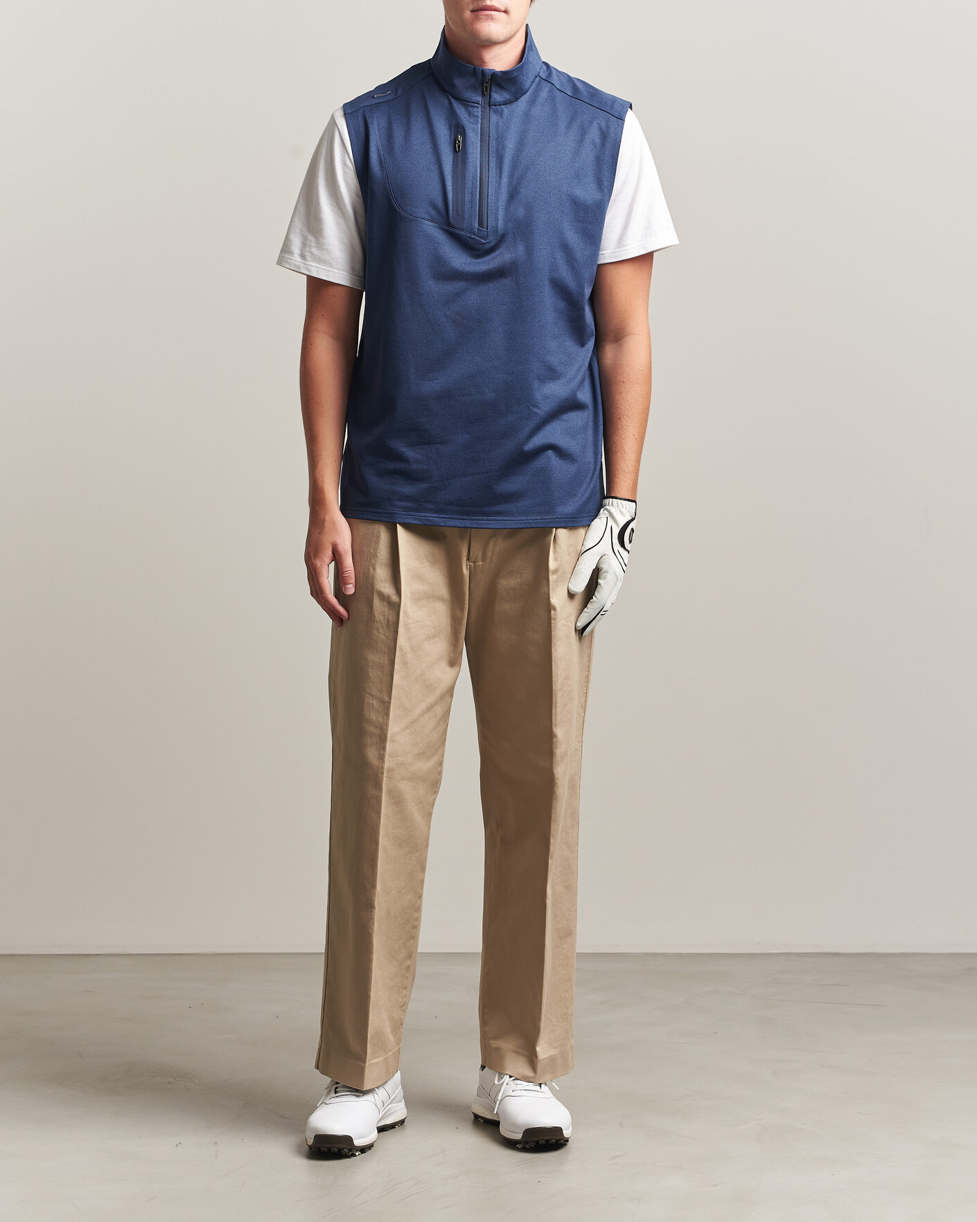Mies | Golfvaatteet | RLX Ralph Lauren | Luxury Jersey Vest Half Zip Spring Navy Heather
