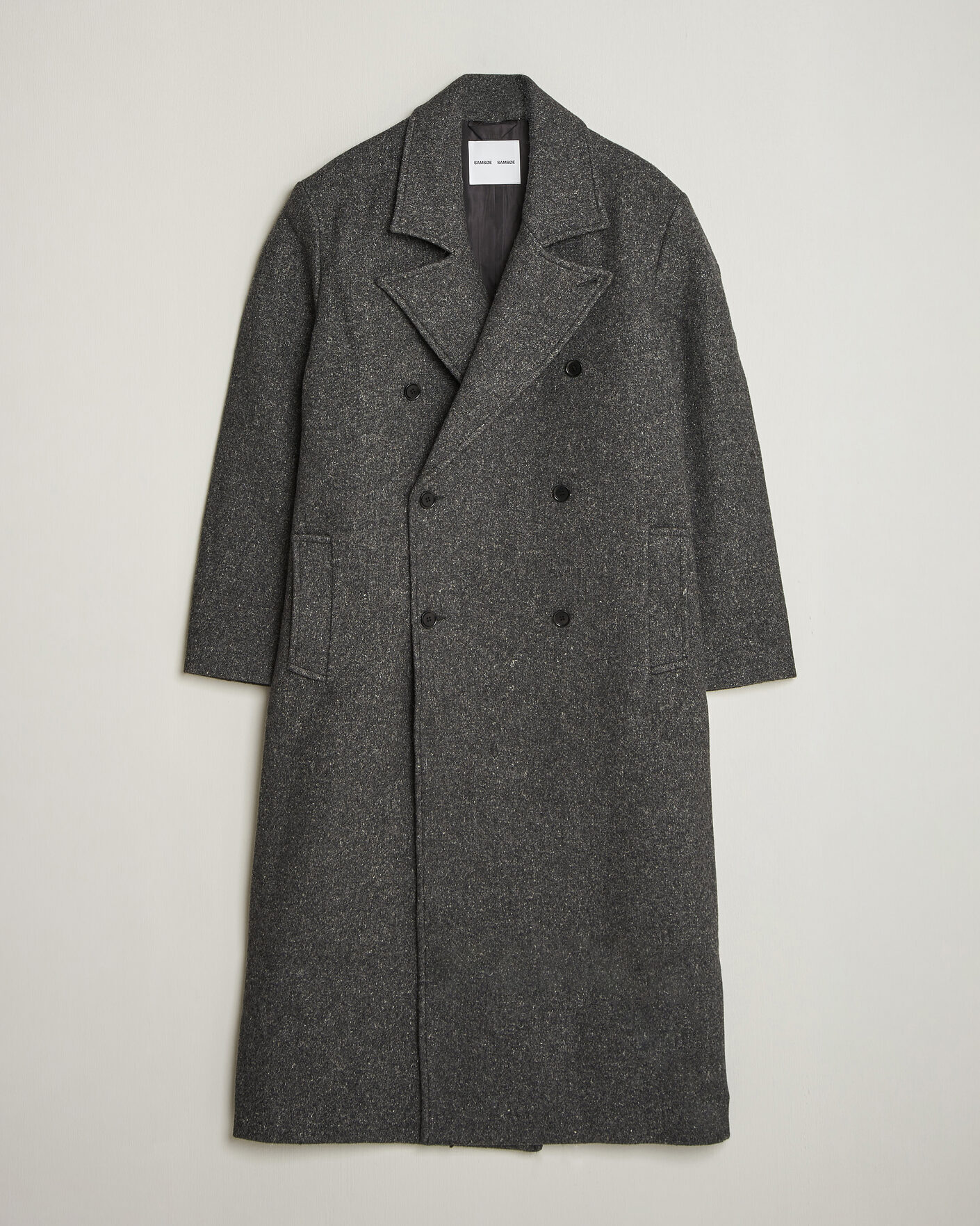 Mies | Takit | Samsøe Samsøe | Vince Wool Double Breasted Coat Dark Grey Melange