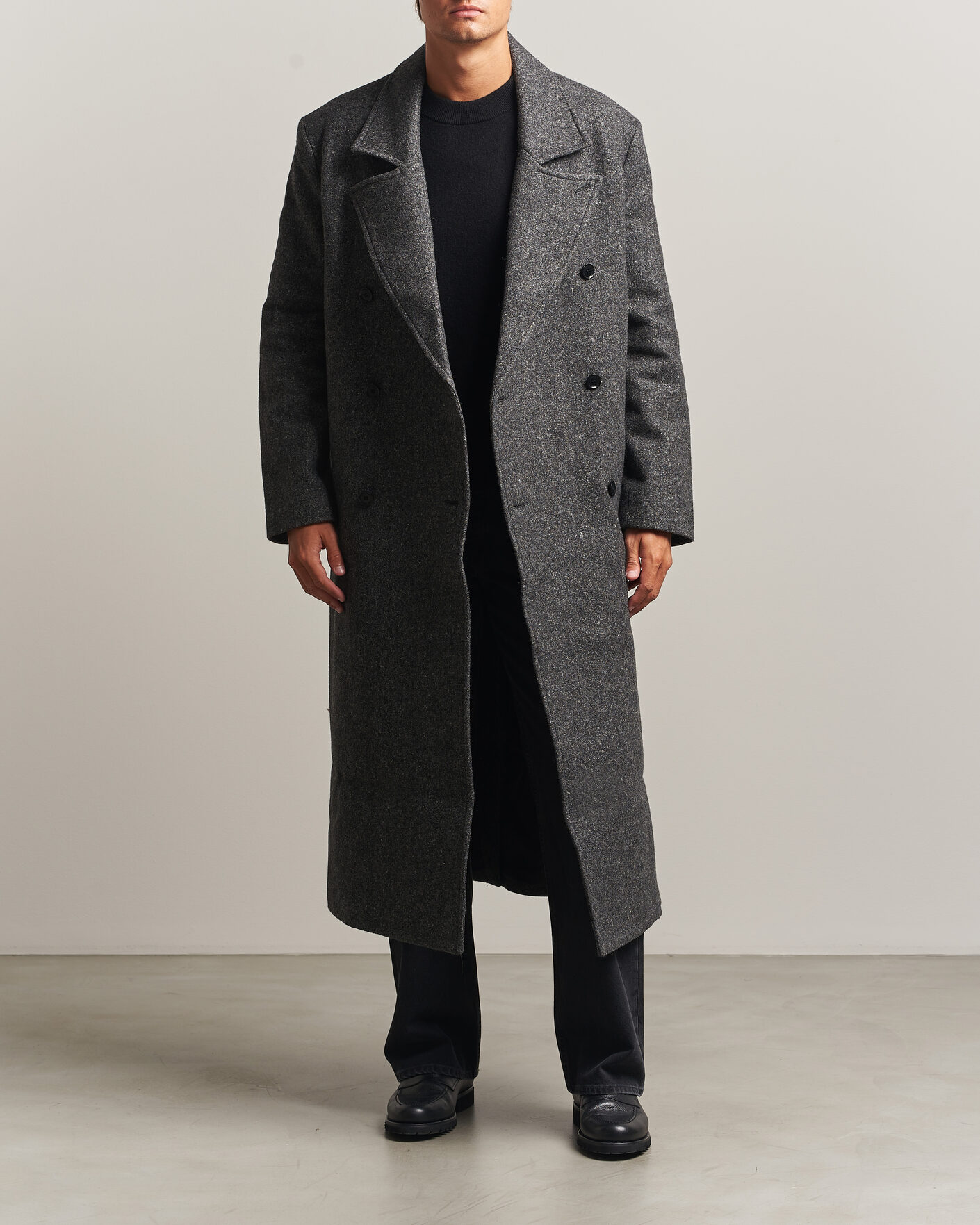 Mies | Takit | Samsøe Samsøe | Vince Wool Double Breasted Coat Dark Grey Melange