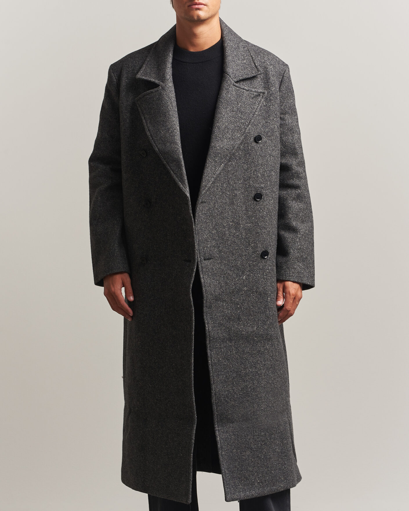 Mies | Takit | Samsøe Samsøe | Vince Wool Double Breasted Coat Dark Grey Melange