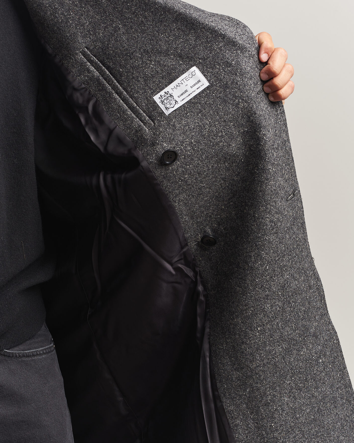 Mies | Takit | Samsøe Samsøe | Vince Wool Double Breasted Coat Dark Grey Melange