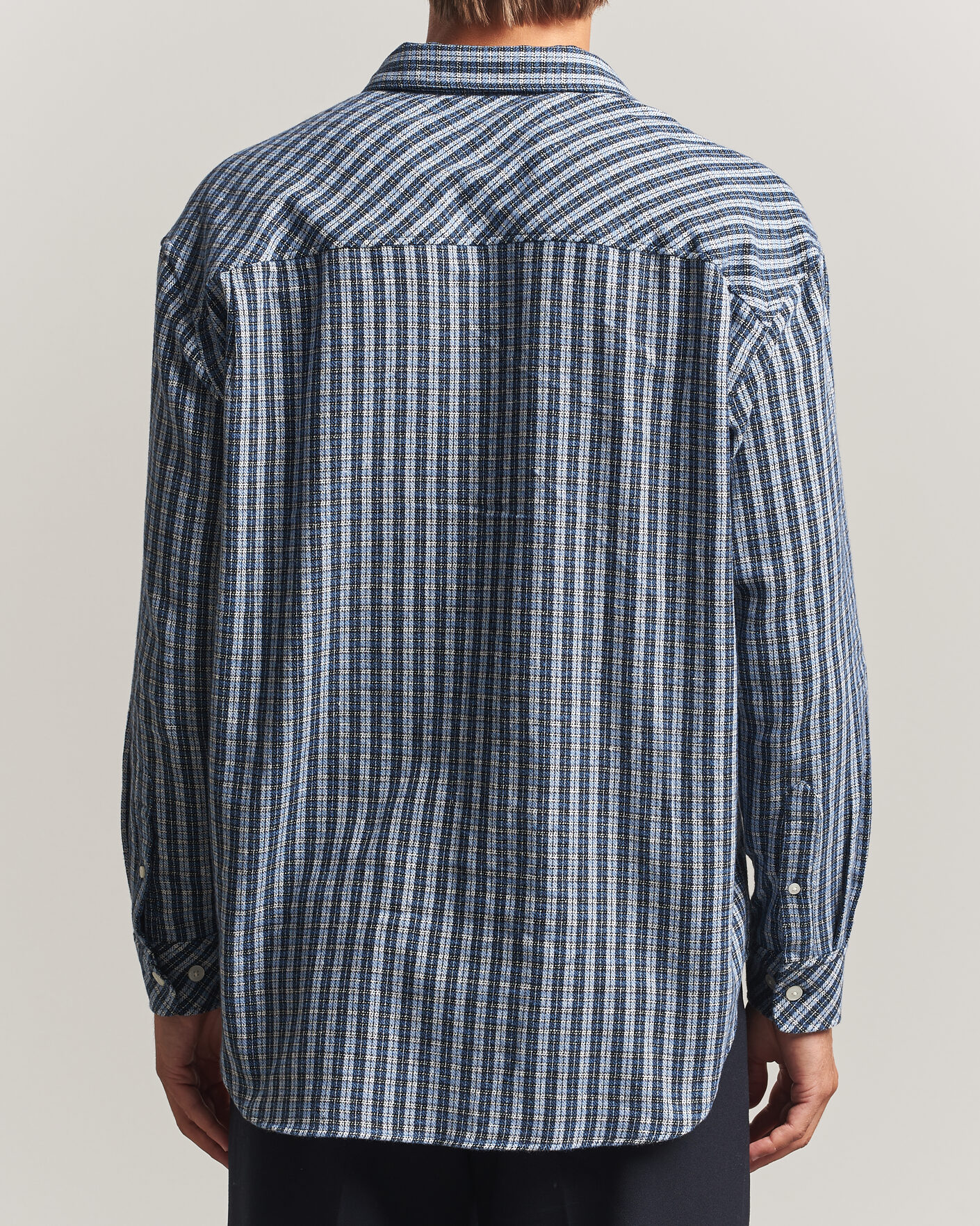 Mies | Kauluspaidat | Samsøe Samsøe | Luan Brushed Cotton Checked Shirt Cyaneus