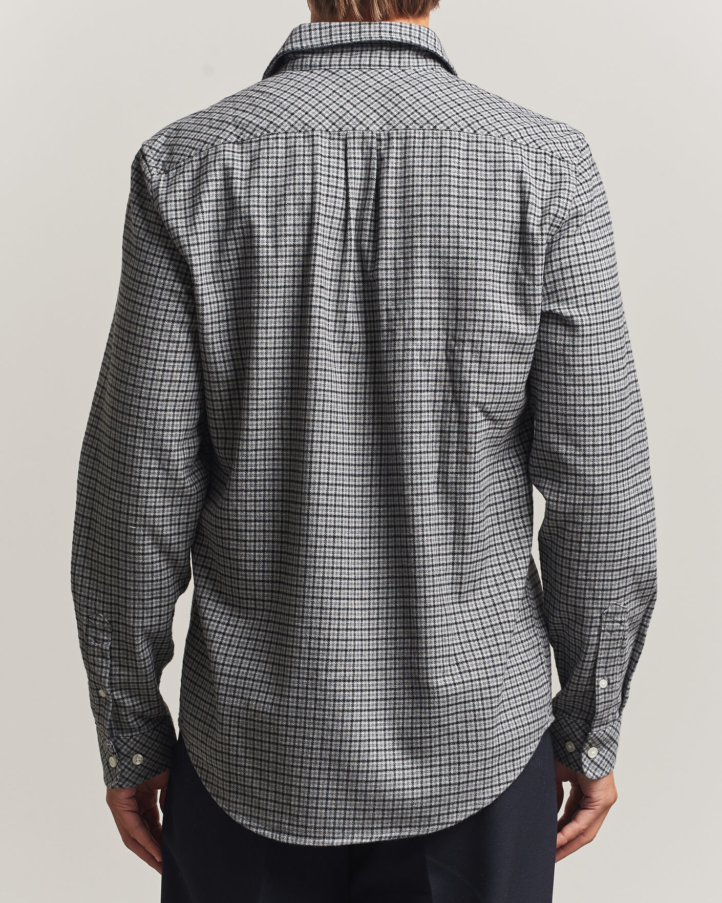 Mies | Kauluspaidat | Samsøe Samsøe | Liam Brushed Cotton Checked Shirt Grey Melange