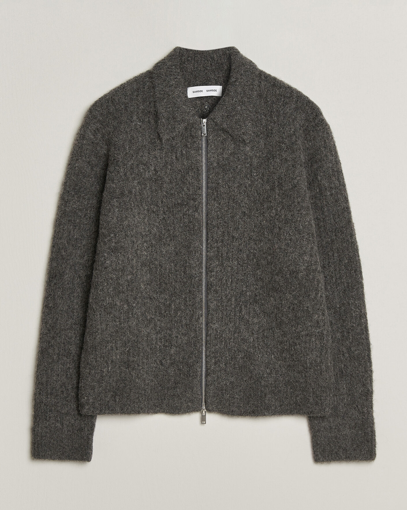 Mies | Puserot | Samsøe Samsøe | Job Alpaca Knitted Full Zip Dark Grey Melange