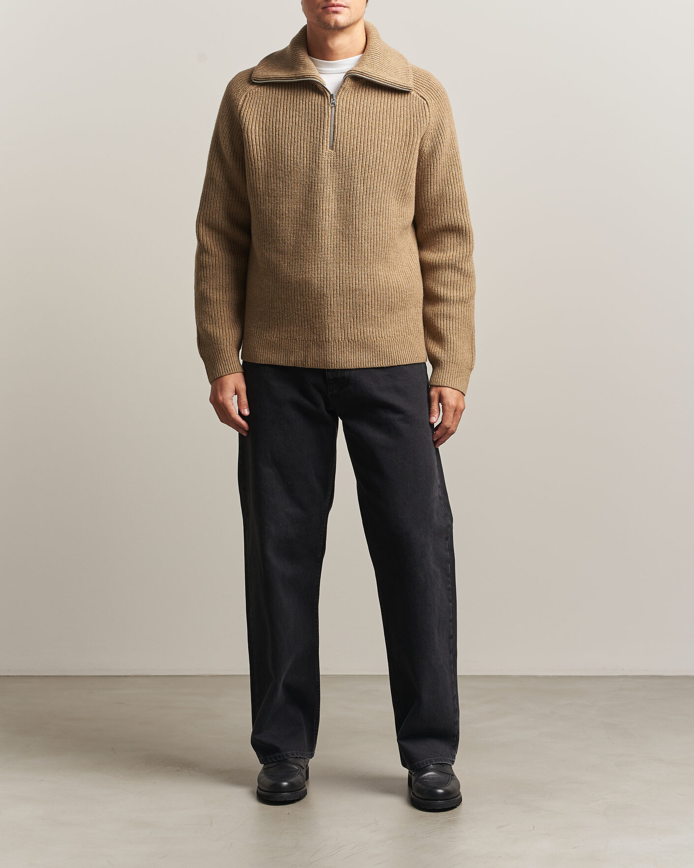 Mies | Puserot | Samsøe Samsøe | Rick Wool Heavy Knitted Half Zip Lead Gray