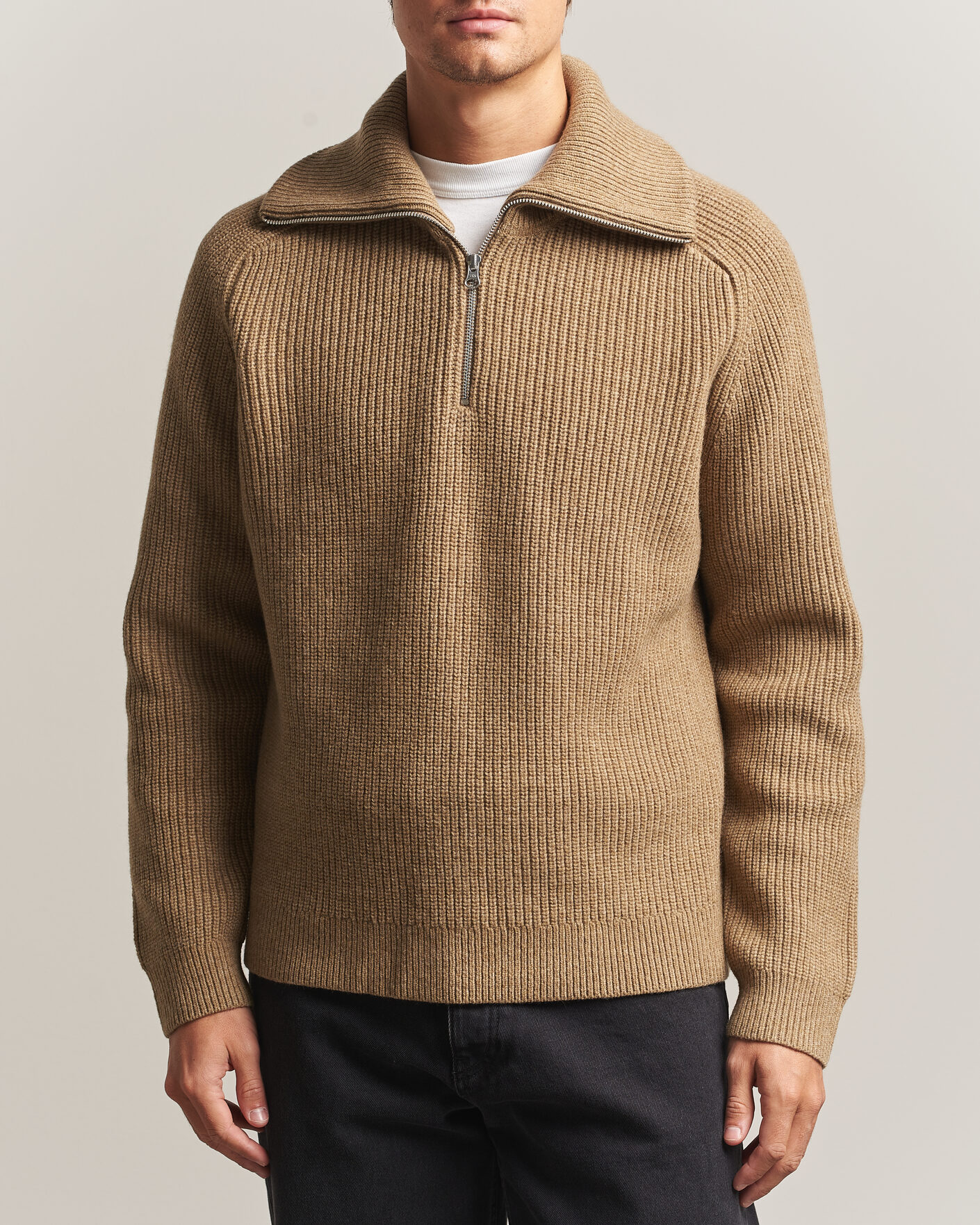 Mies | Puserot | Samsøe Samsøe | Rick Wool Heavy Knitted Half Zip Lead Gray