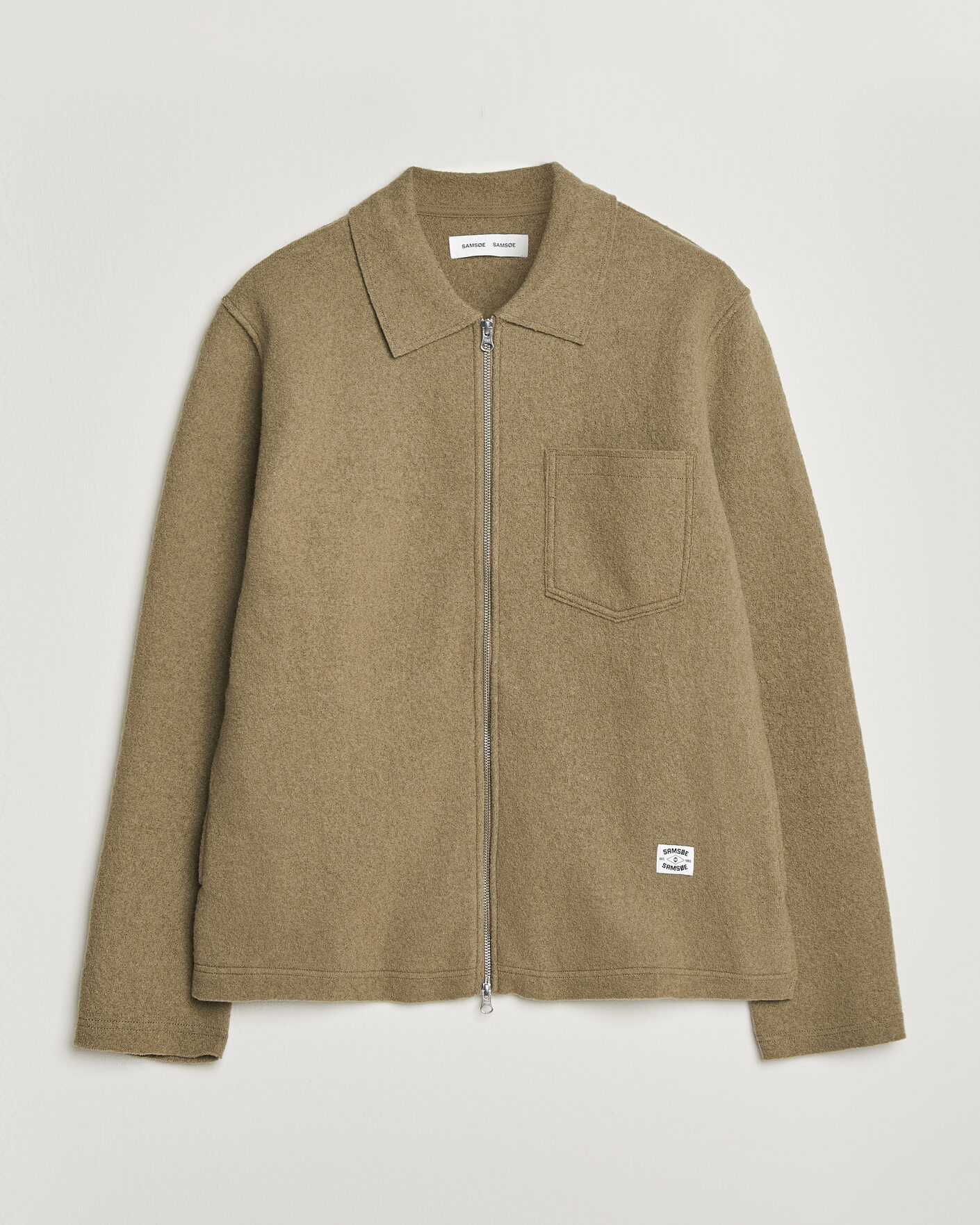 Mies | Puserot | Samsøe Samsøe | Hannes Boiled Wool Full Zip Lead Gray