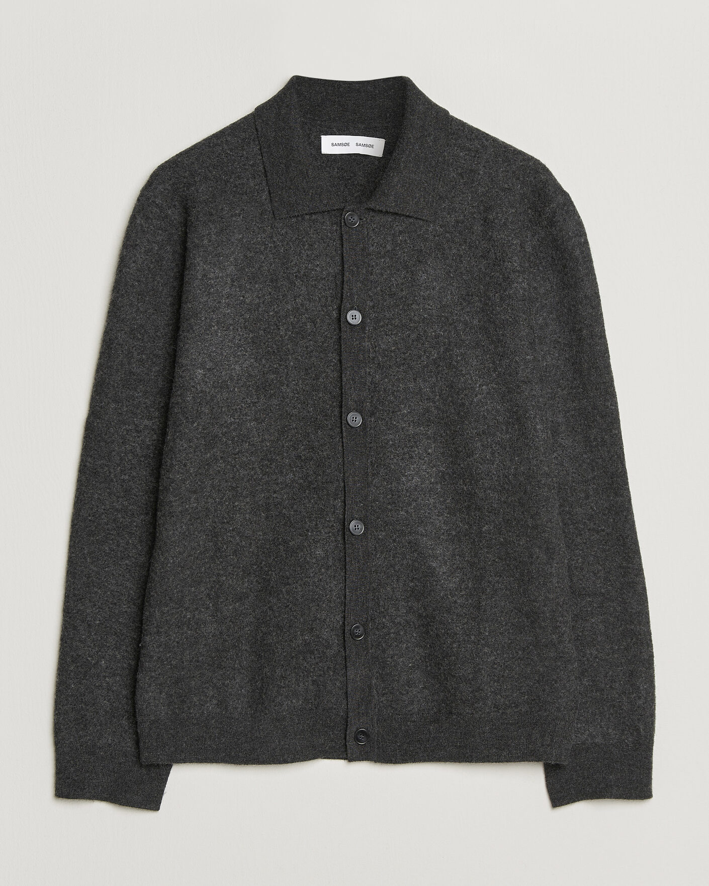 Mies | Puserot | Samsøe Samsøe | Richard Wool Knitted Cardigan Dark Grey Melange