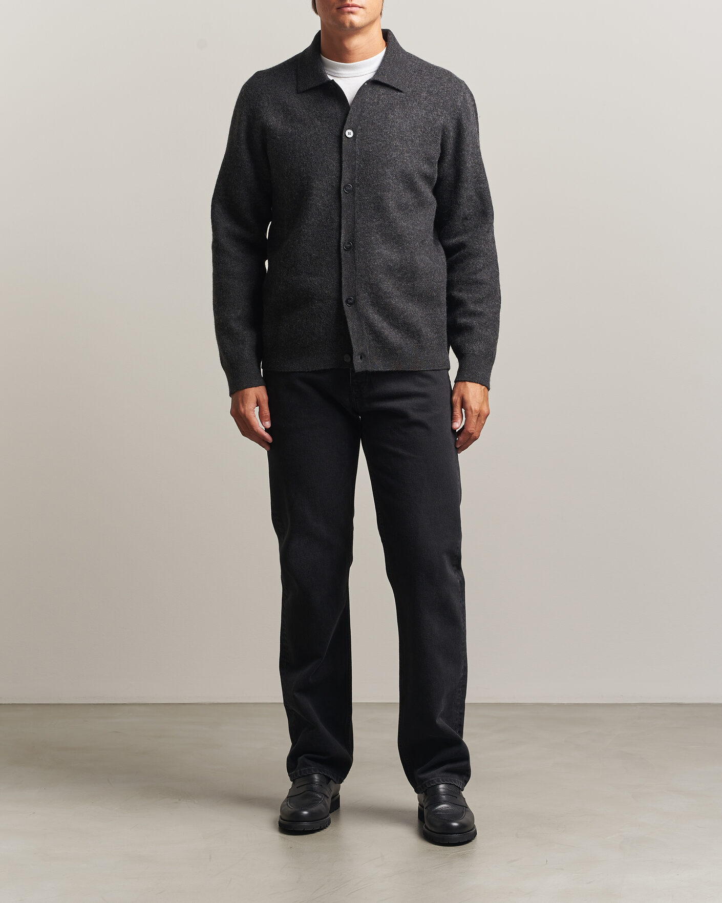 Mies | Puserot | Samsøe Samsøe | Richard Wool Knitted Cardigan Dark Grey Melange